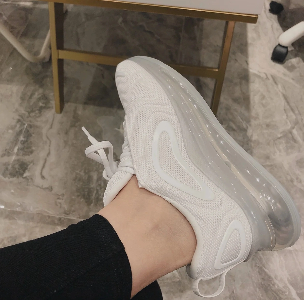 custom review-Nike Air Max 720 Сетчатая ткань Низкий топ Повседневная обувь Женская Чисто белый