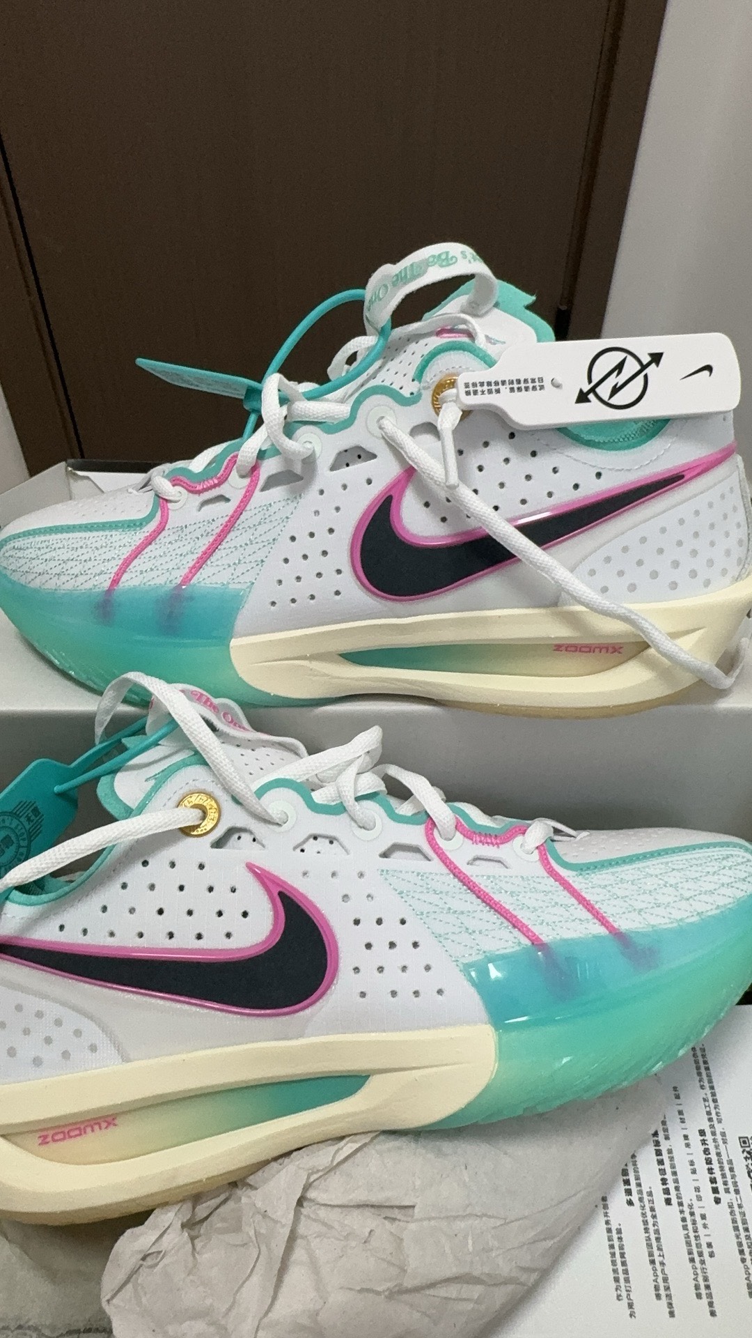 custom review-Nike Air Zoom GT Cut 3 EP 'White Pink Teal'