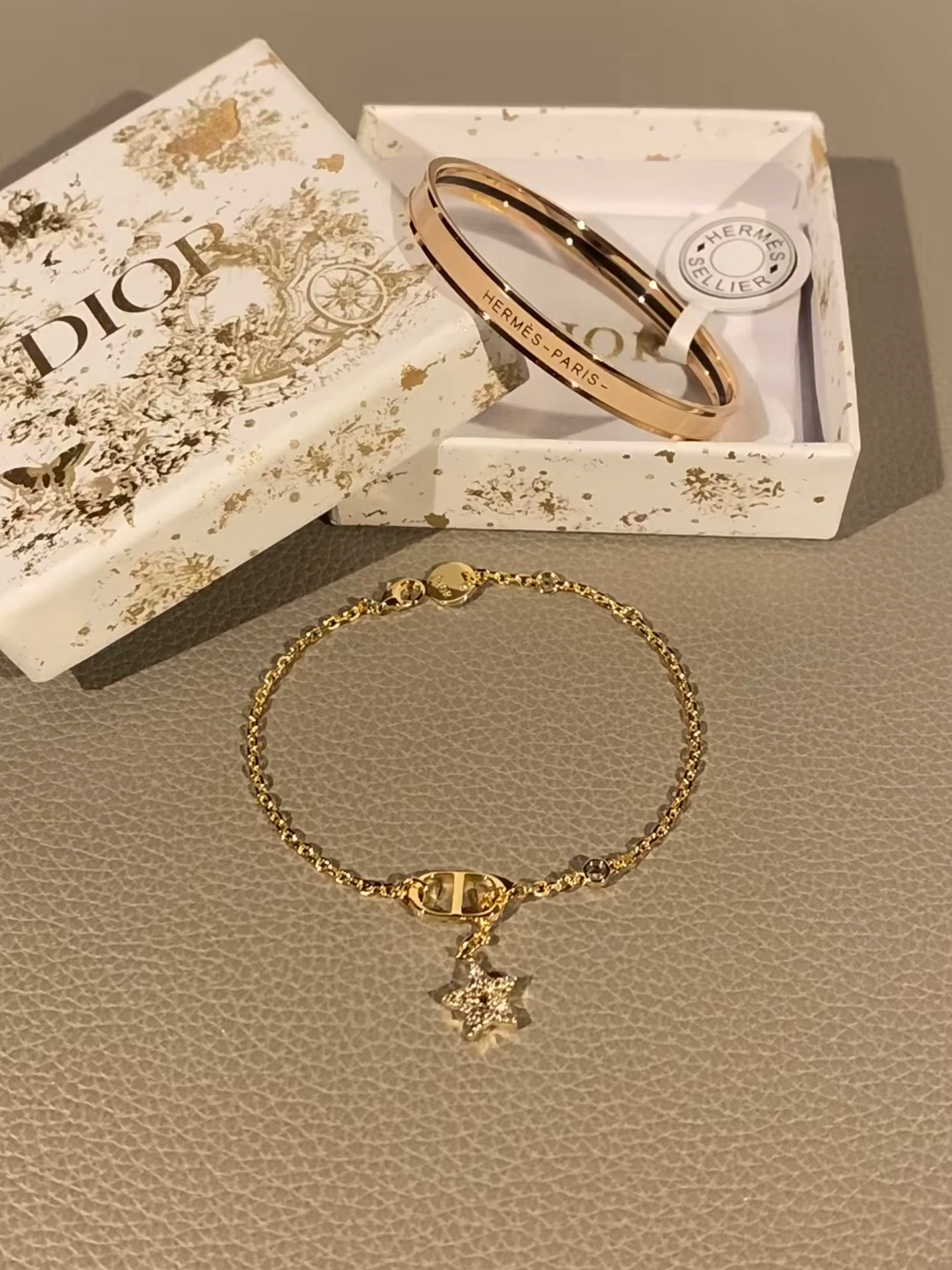 dior迪奥星星78字母手链&hermes珐琅手镯