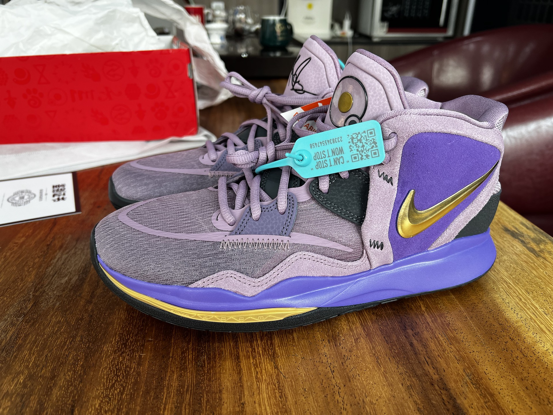 custom review-Nike Kyrie 8 Infinity EP 'Вселенная' Kyrie 8 Universe MID Баскетбольные кроссовки Unisex Фиолетовый Азиатская версия