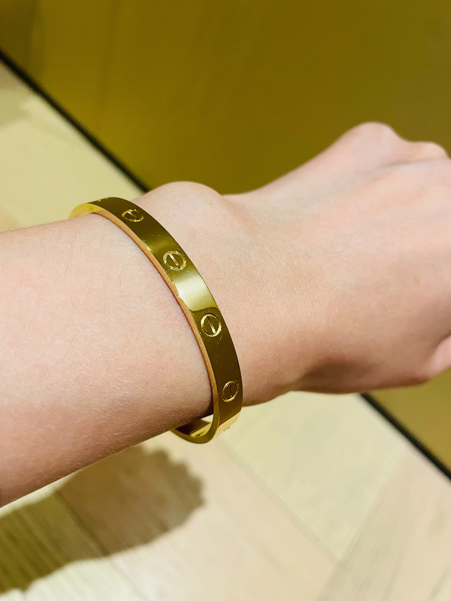 cartier玫瑰金开口手镯