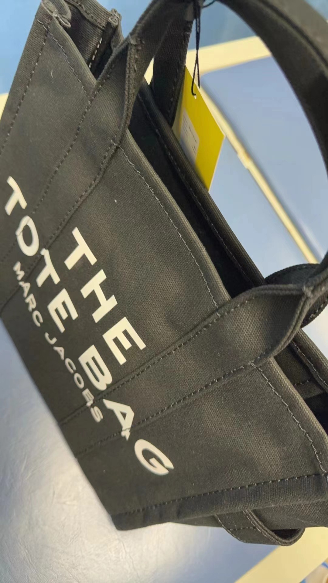 custom review-MARC JACOBS Тоут Хлопок Canvas Сумка для покупок Сумка через плечо Сумка среднего размера Женская Черная