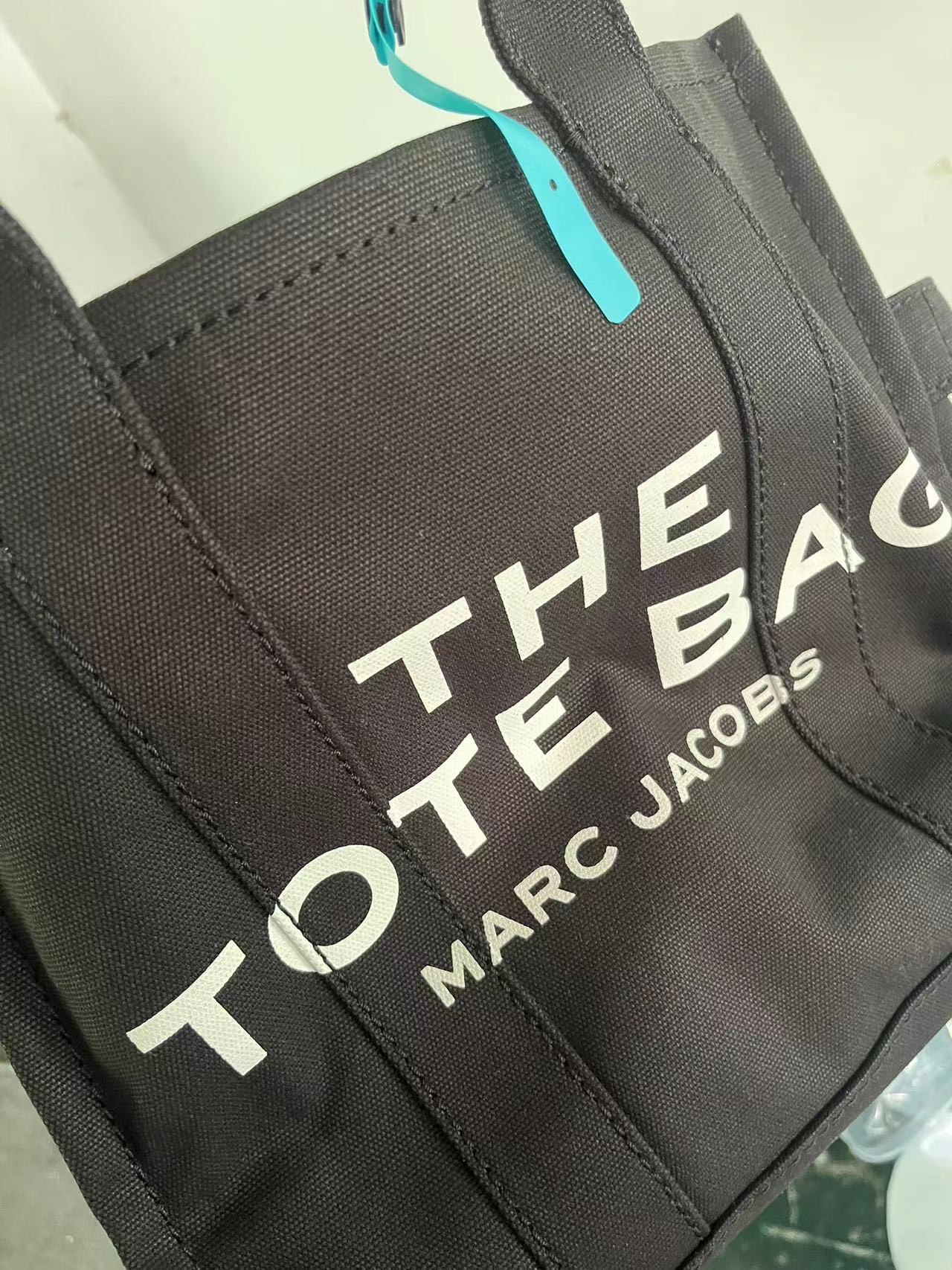 custom review-MARC JACOBS Тоут Хлопок Canvas Сумка для покупок Сумка через плечо Сумка среднего размера Женская Черная