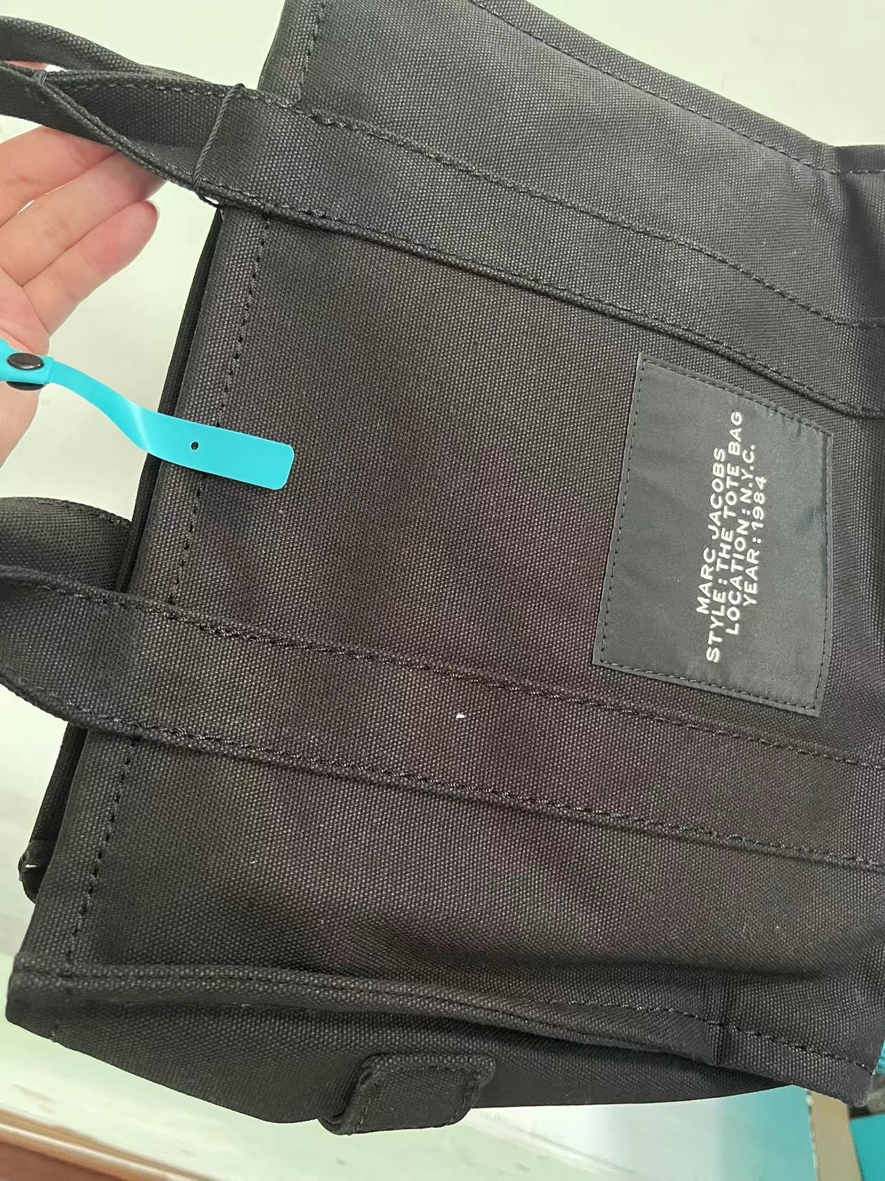 custom review-MARC JACOBS Тоут Хлопок Canvas Сумка для покупок Сумка через плечо Сумка среднего размера Женская Черная