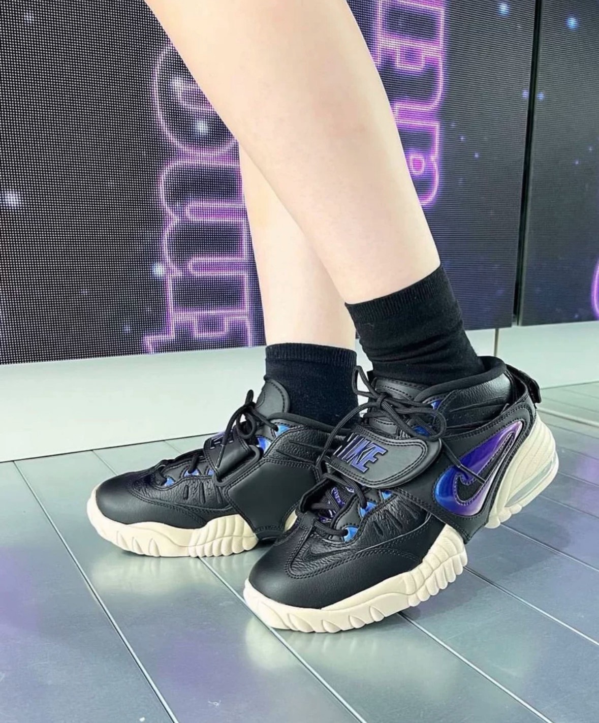 custom review-Nike Air Adjust FORCE 'Черный MULTI' MID Топ Винтажные баскетбольные кроссовки Женские Черный синий фиолетовый