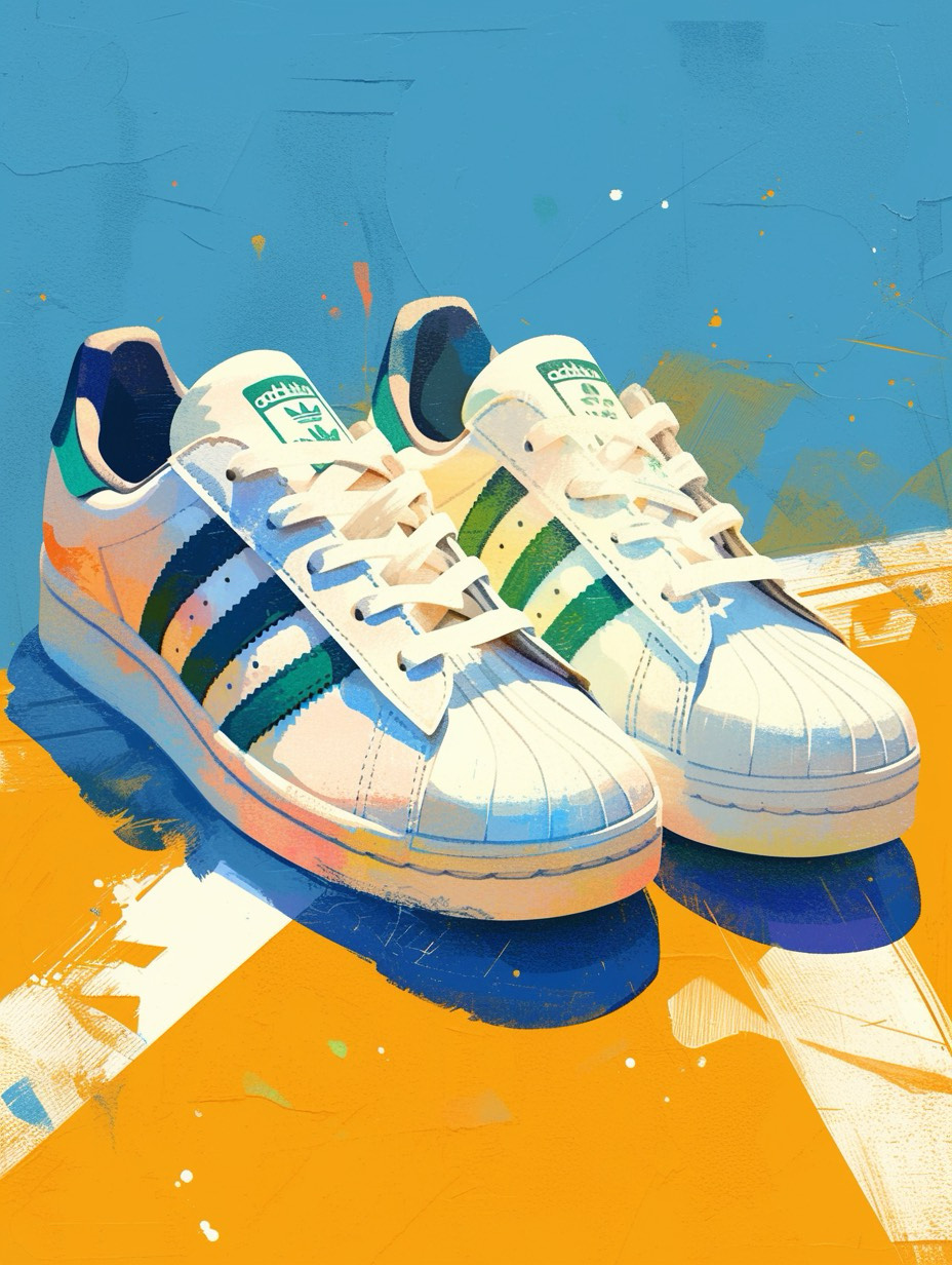 原创球鞋插画 #adidas复古 #阿迪经典的贝壳头 #adidas贝壳鞋