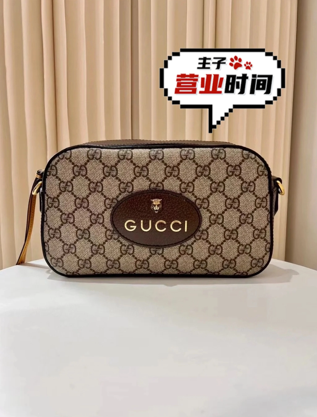 gucci古驰老花虎y头相机包