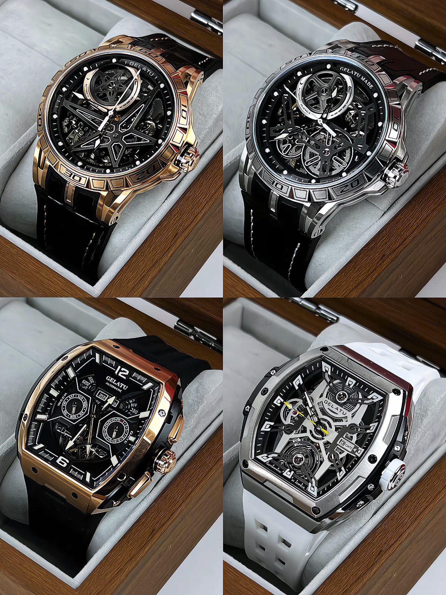 好,今天来分享几款镂空设计手表
那就是 #gelatu格拉图 家的机械手表