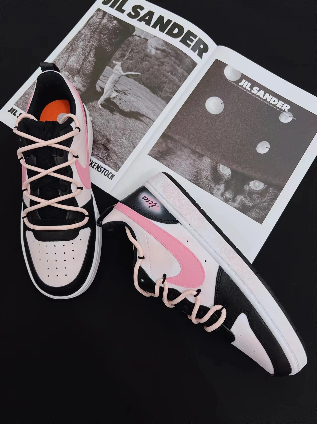 黑白熊猫低帮定制板鞋