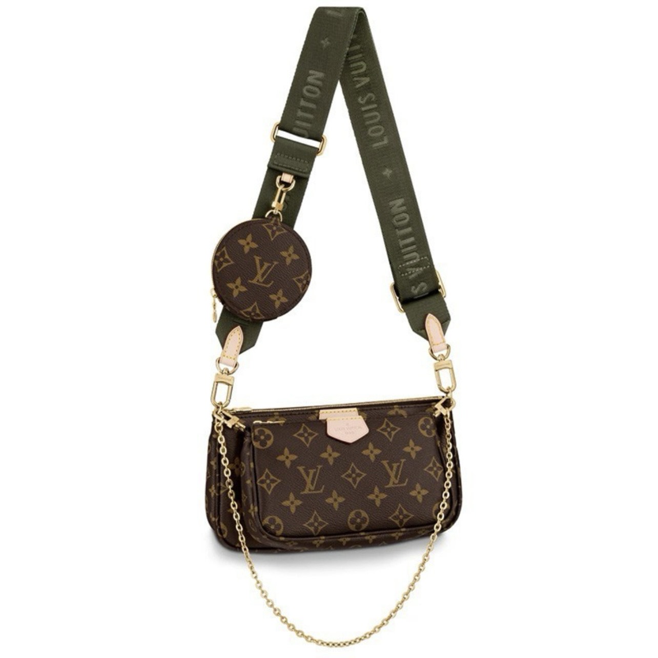 louis vuitton/路易威登 lv 五合一绿色 单肩斜挎链条包m4481