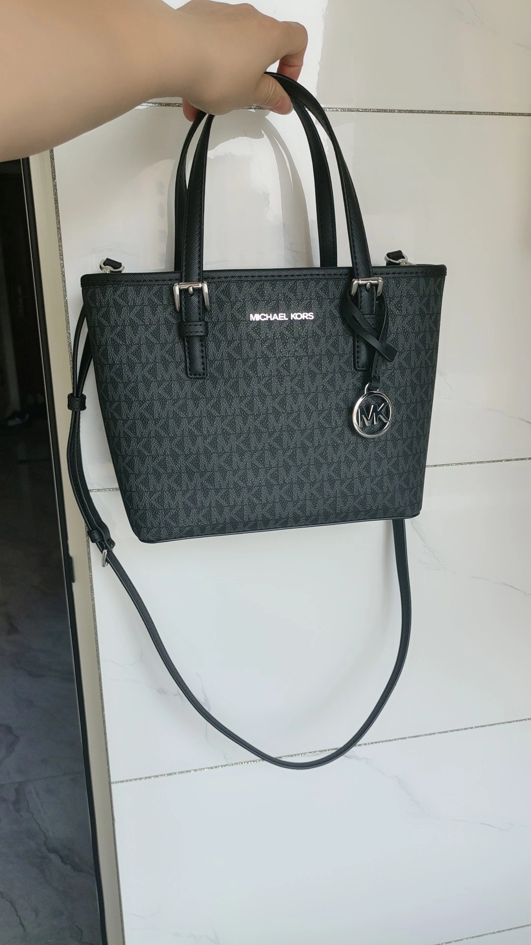 custom review-MICHAEL KORS Jet Set PVC Тоут Сумка Сумка для покупок Сумка Сумка через плечо Сумка через плечо Мини Женская Черная