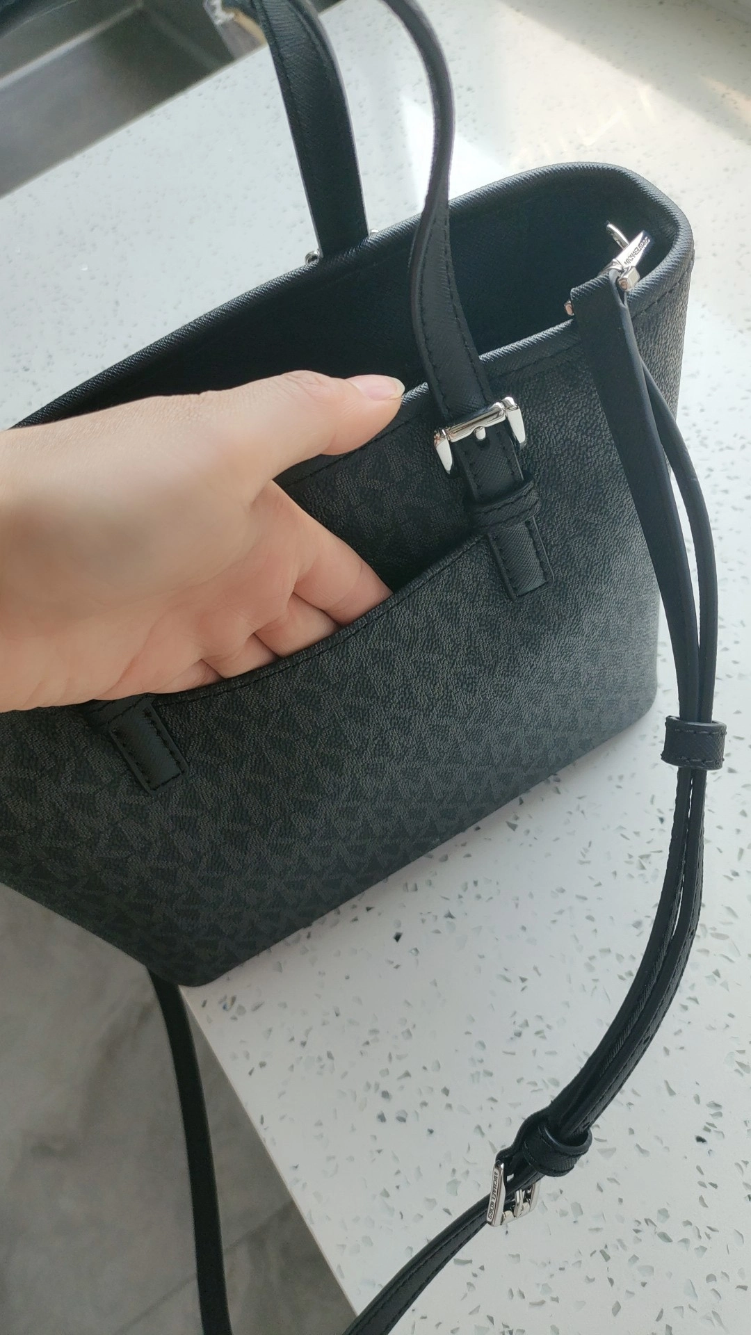 custom review-MICHAEL KORS Jet Set PVC Тоут Сумка Сумка для покупок Сумка Сумка через плечо Сумка через плечо Мини Женская Черная