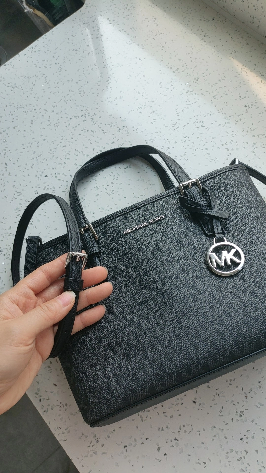 custom review-MICHAEL KORS Jet Set PVC Тоут Сумка Сумка для покупок Сумка Сумка через плечо Сумка через плечо Мини Женская Черная