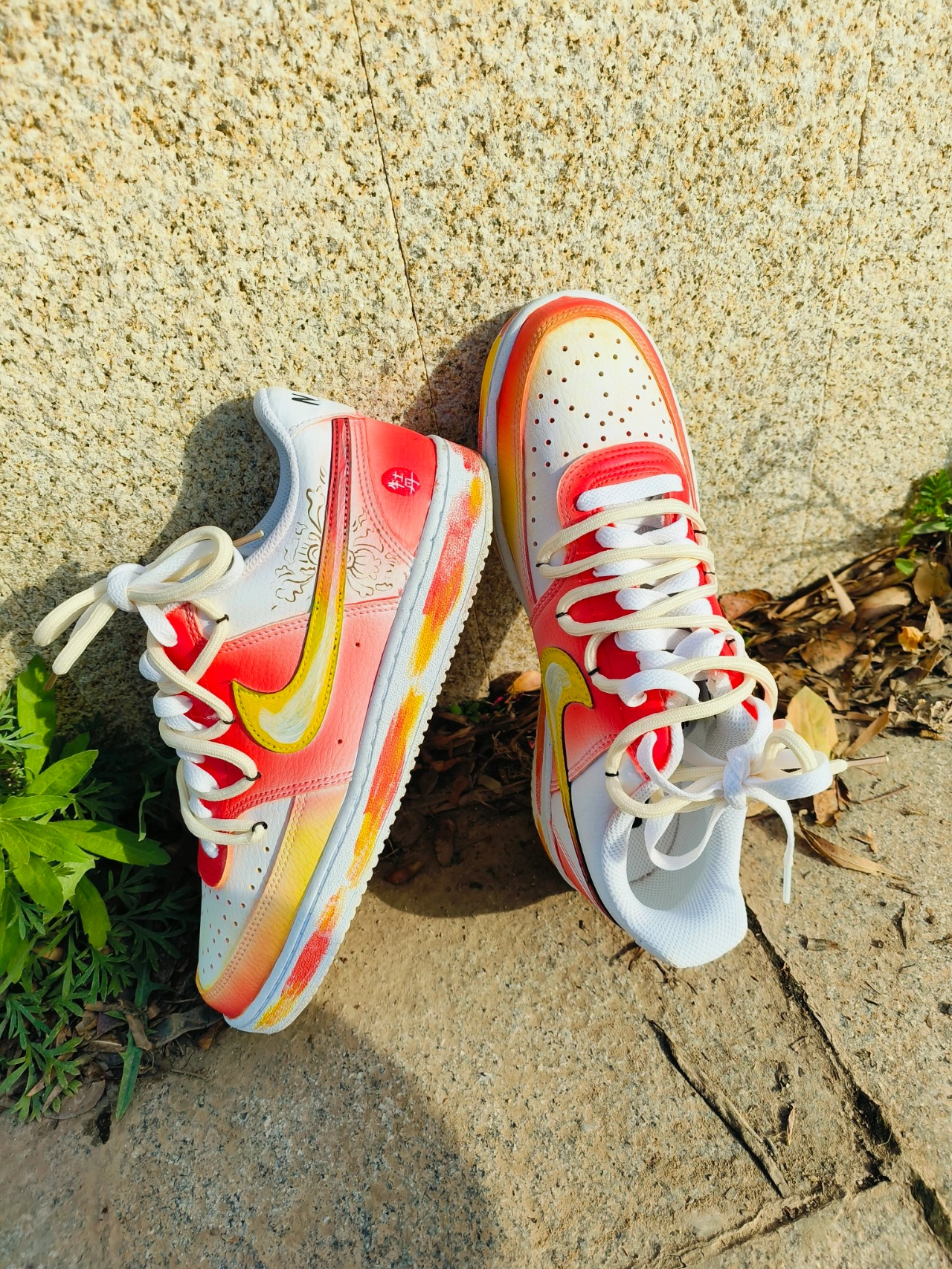 耐克手绘鞋牡丹花好漂亮呀