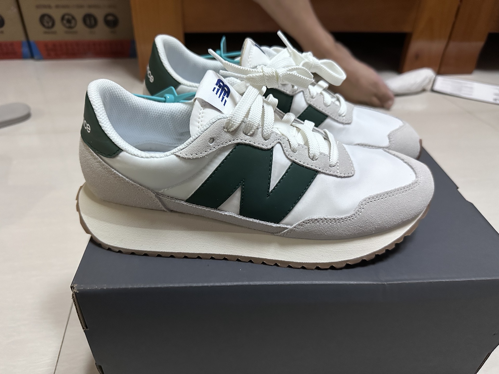 custom review-New Balance NB 237 Устойчивый к истиранию Низкий Топ Повседневная Беговая Обувь Унисекс Серый Зеленый