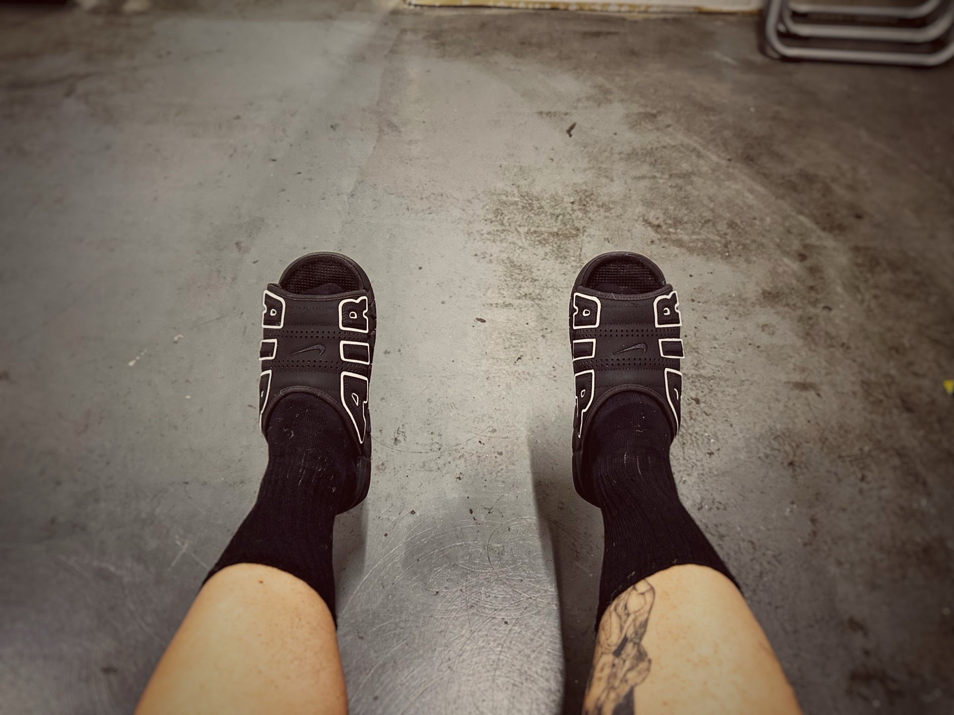 custom review-Nike Air More Uptempo Slip Resistant Abrasion Resistant Слипоны Мужской Черный