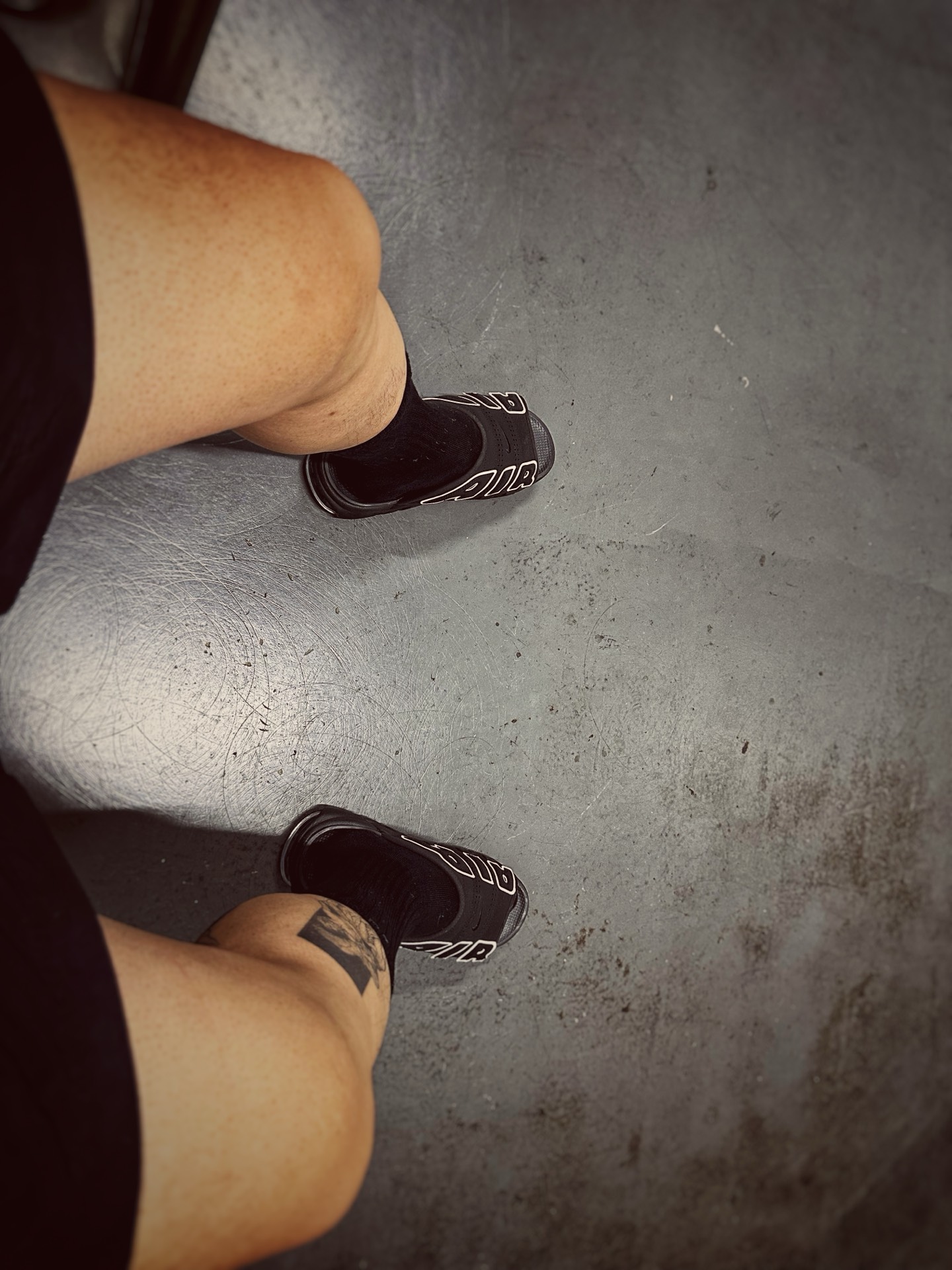 custom review-Nike Air More Uptempo Slip Resistant Abrasion Resistant Слипоны Мужской Черный