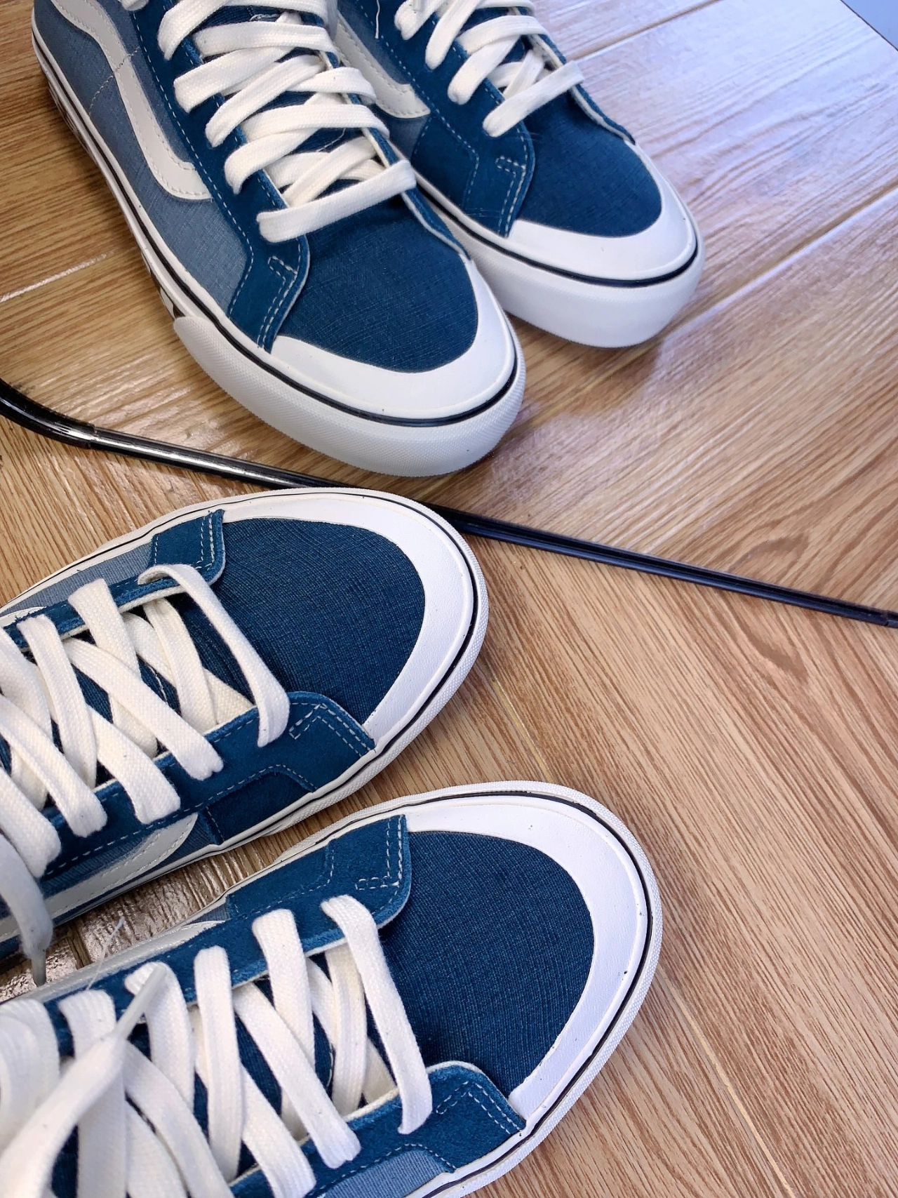 vans sk8 hi sf 高帮蓝色格子情侣款帆布鞋