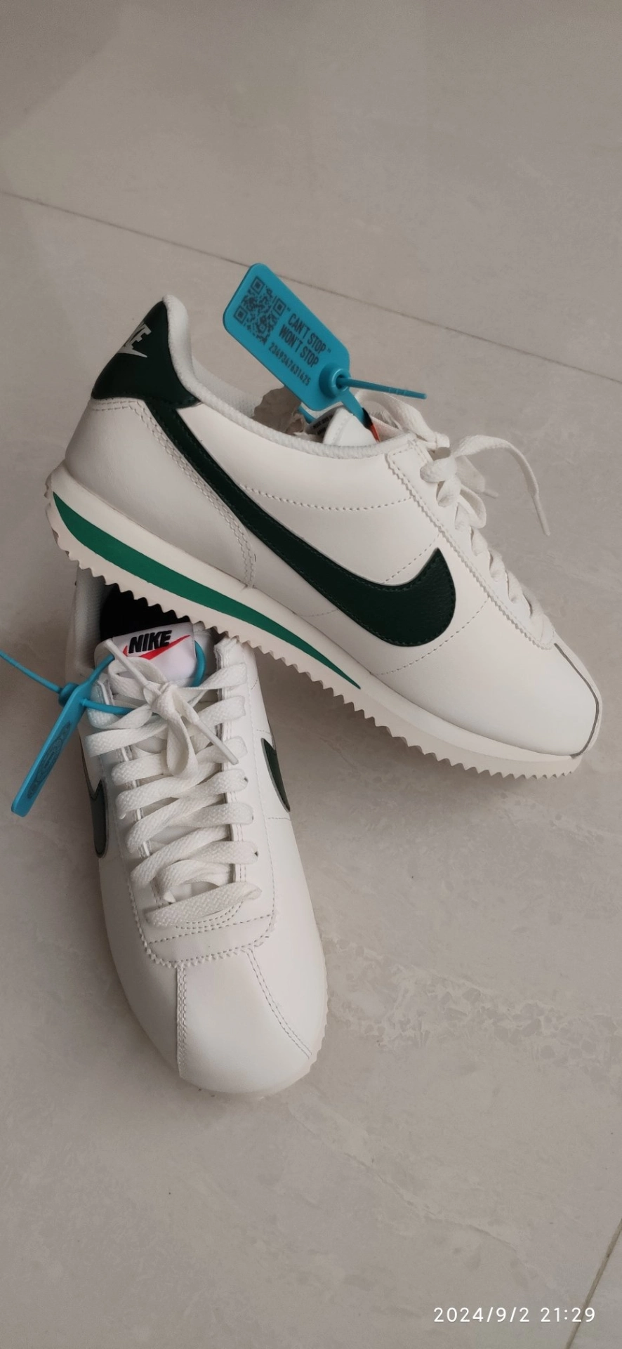custom review-Nike Cortez Аbrasion Resistant Низкий Топ Повседневный Городской Коммутирование Беговые кроссовки Женские Бежево-зеленый