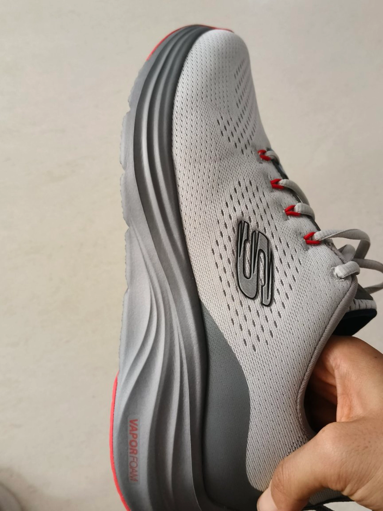 custom review-Skechers Vapor Foam Cloud Trail Ткань Низкий Верх Повседневная Обувь Мужская Серый Оранжевый