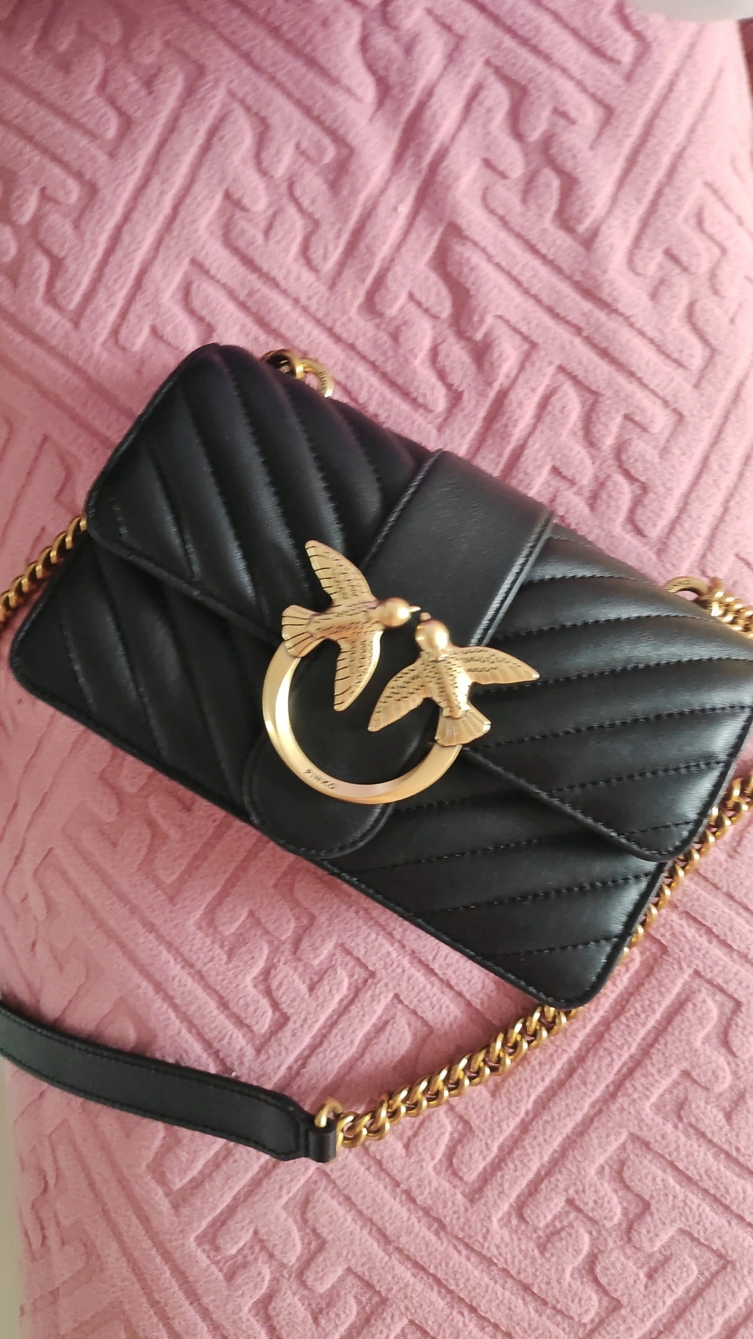 custom review-PINKO Puff Овчина с коровьей кожей Сумка через плечо Маленькая Женская Черная