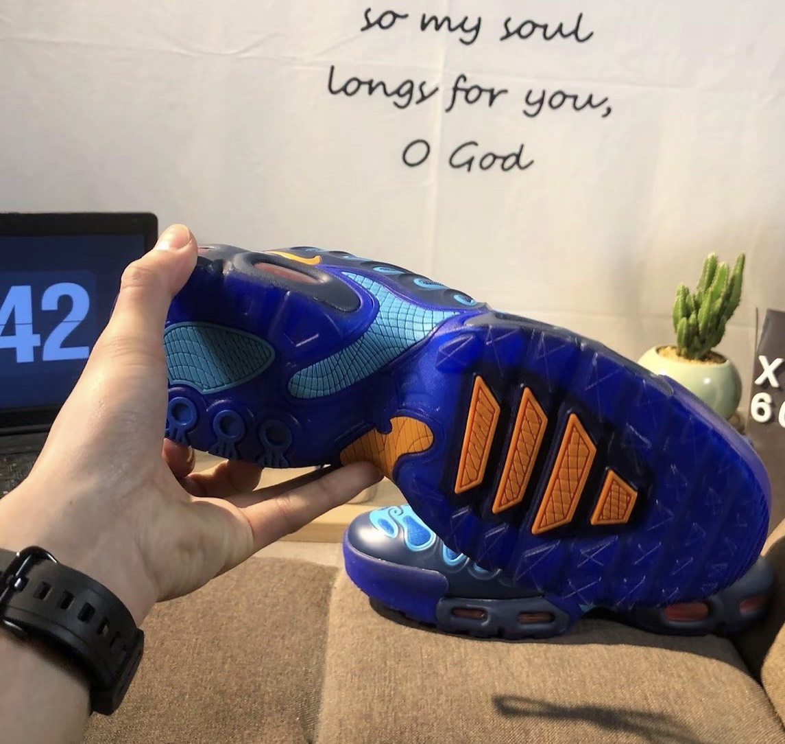 custom review-Nike Air Max Plus Low Топ Беговые кроссовки Мужские Черные Синие Оранжевые