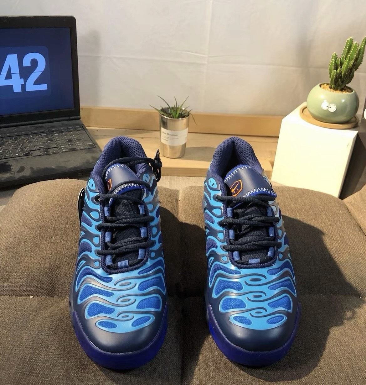 custom review-Nike Air Max Plus Low Топ Беговые кроссовки Мужские Черные Синие Оранжевые