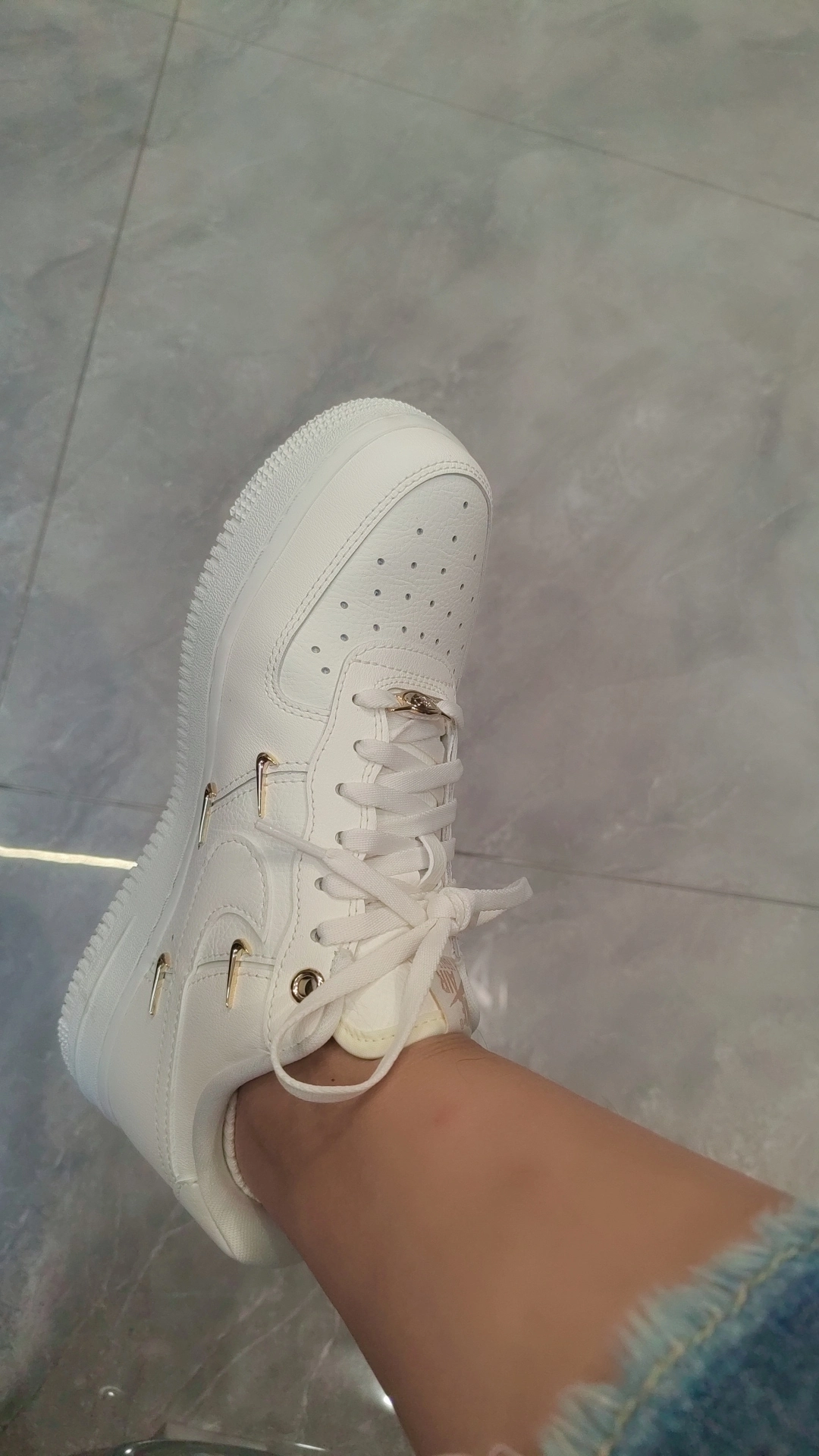 custom review-Nike Air Force 1 Low 'White Mini Gold Swooshes' Women's