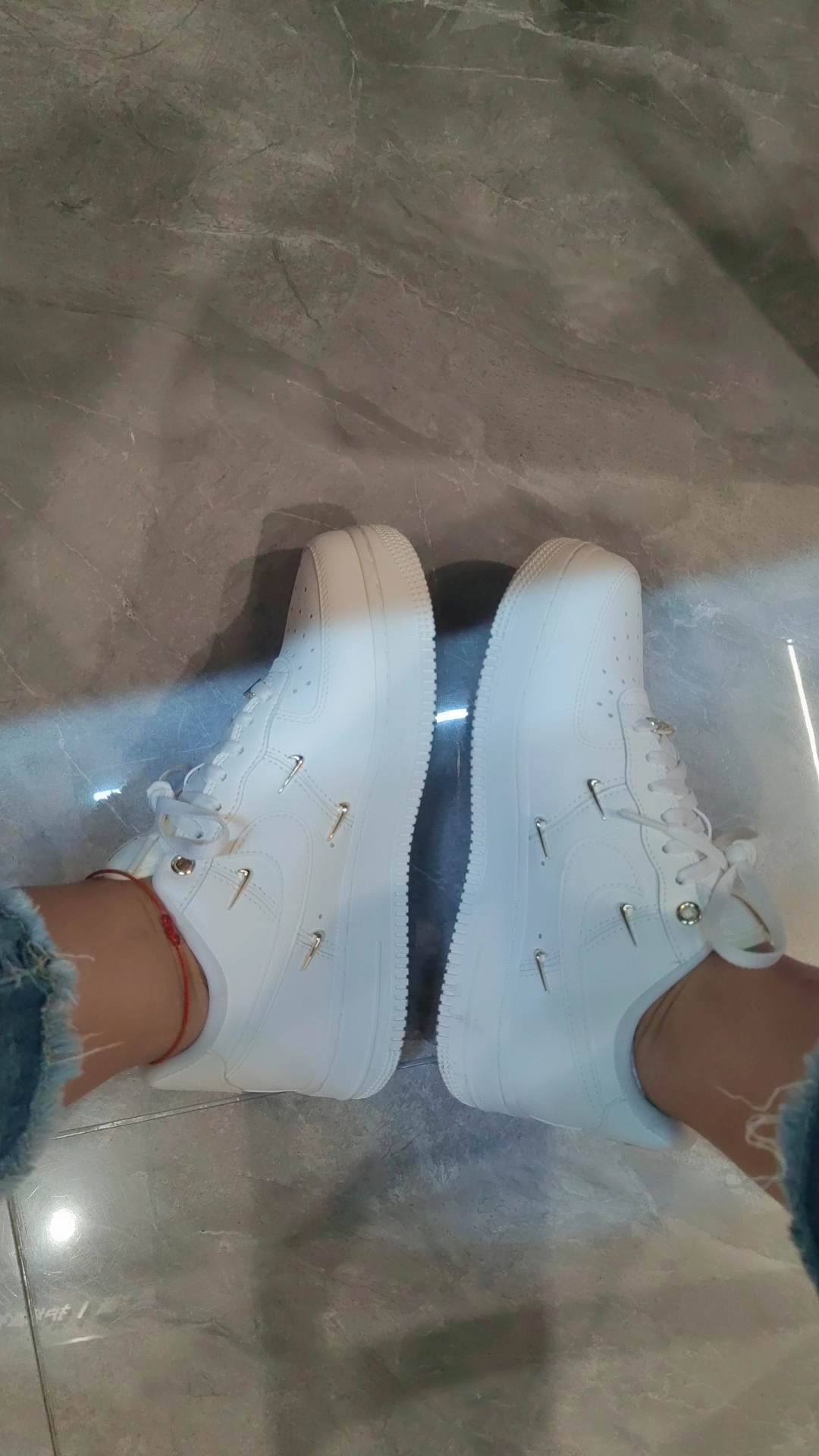 custom review-Nike Air Force 1 Low 'White Mini Gold Swooshes' Women's