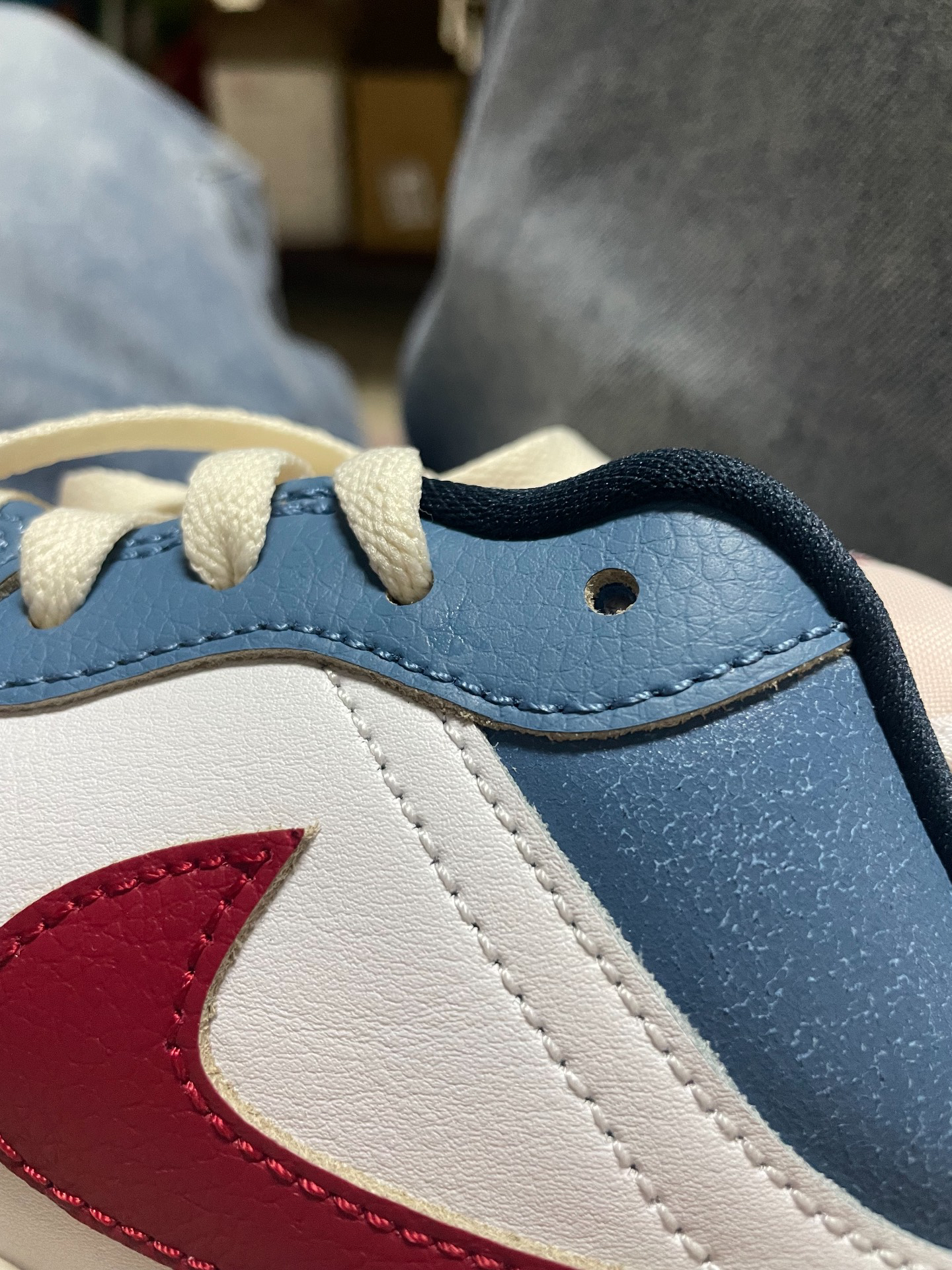 custom review-Jordan Air Jordan 1 Устойчивые к истиранию Низкие Баскетбольные кроссовки Мужские Далекий Небесный Синий