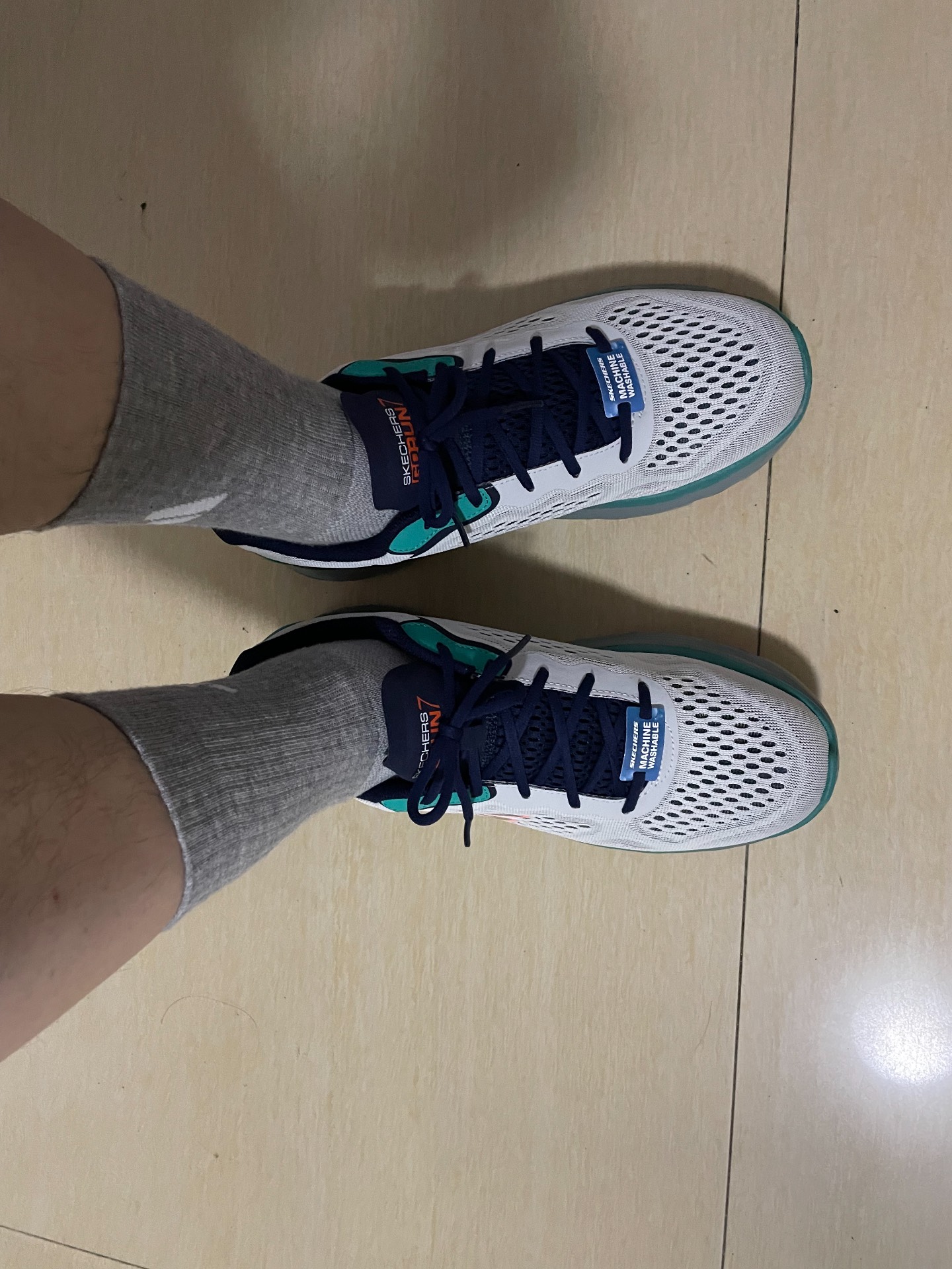 custom review-Skechers GO RUN 7,0 Low Топ Беговые кроссовки Мужской Серый Зеленый