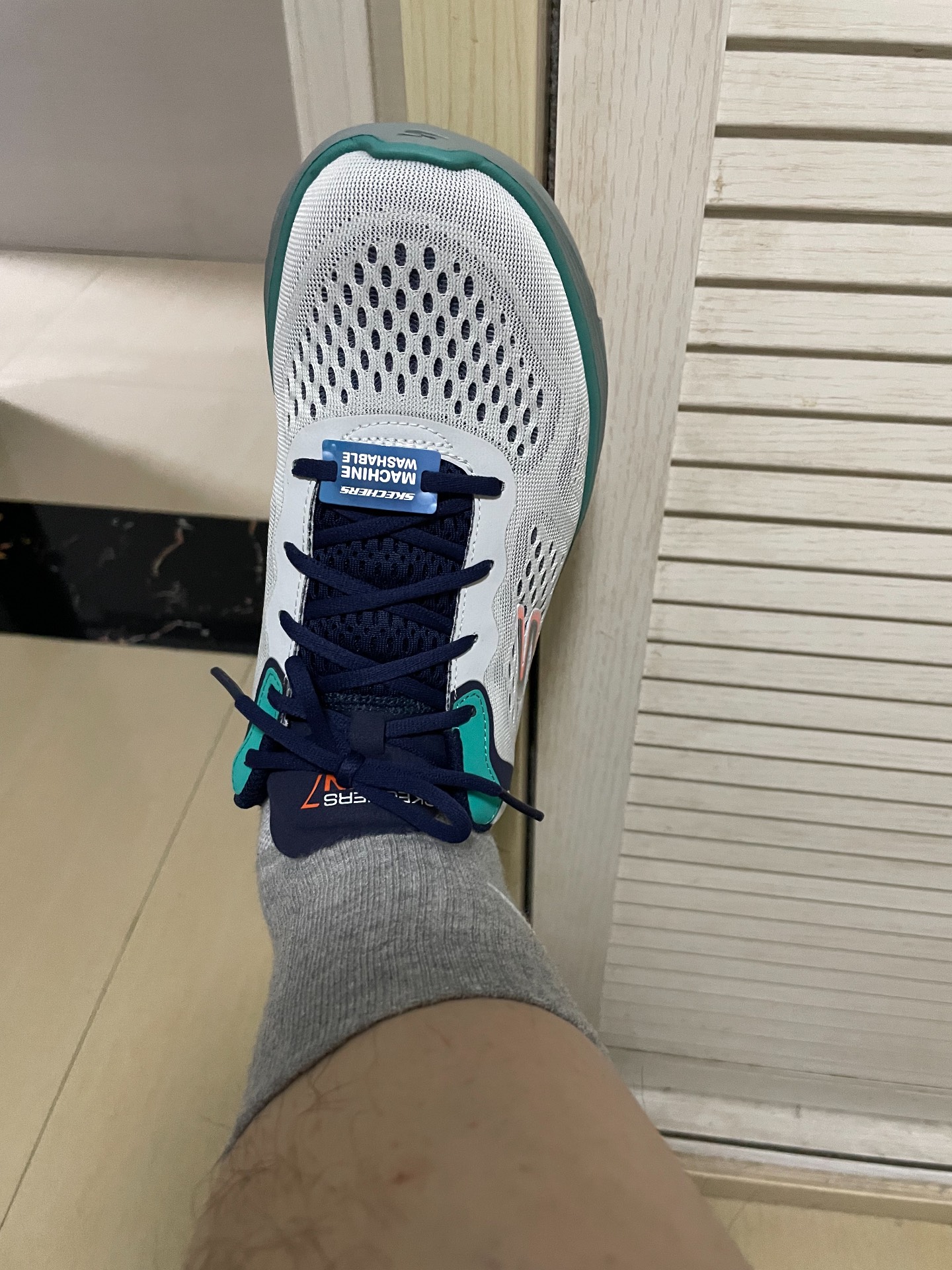 custom review-Skechers GO RUN 7,0 Low Топ Беговые кроссовки Мужской Серый Зеленый