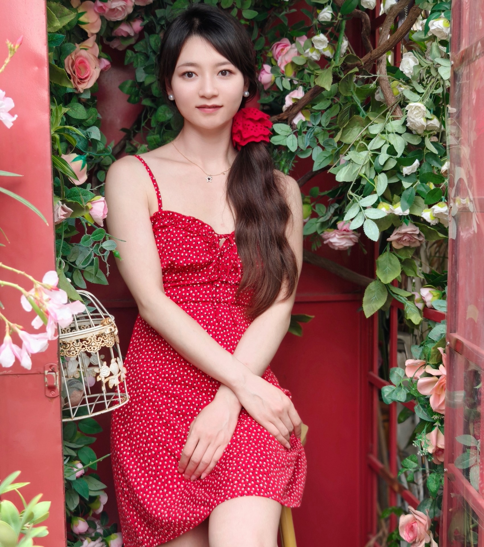 custom review-PRINCESS POLLY Love Birds Мини Платье Слип Платье Женское Красное