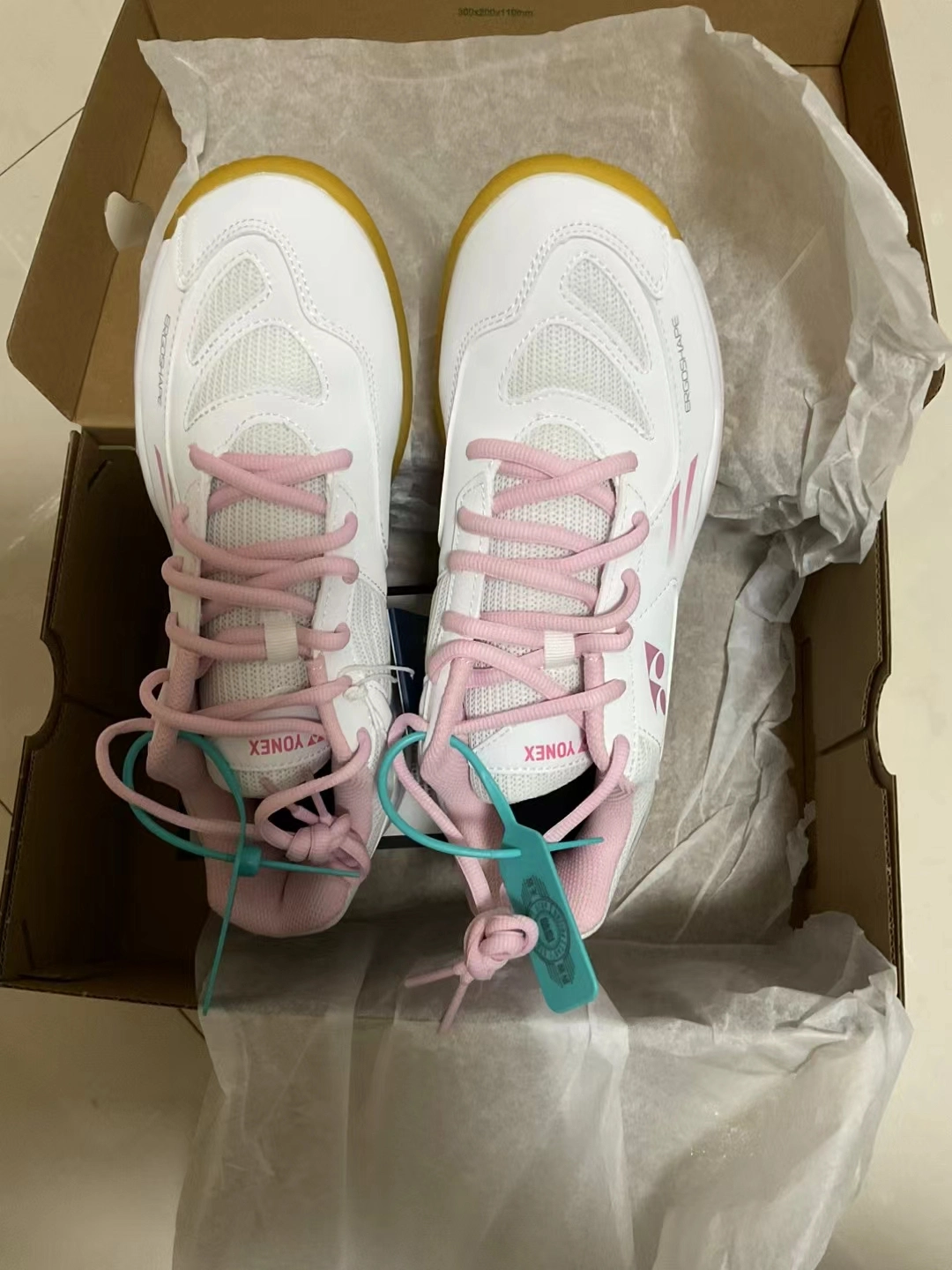 custom review-YONEX Амортизирующая стелька устойчивая к истиранию дышащая низкий верх обувь для бадминтона унисекс белый розовый