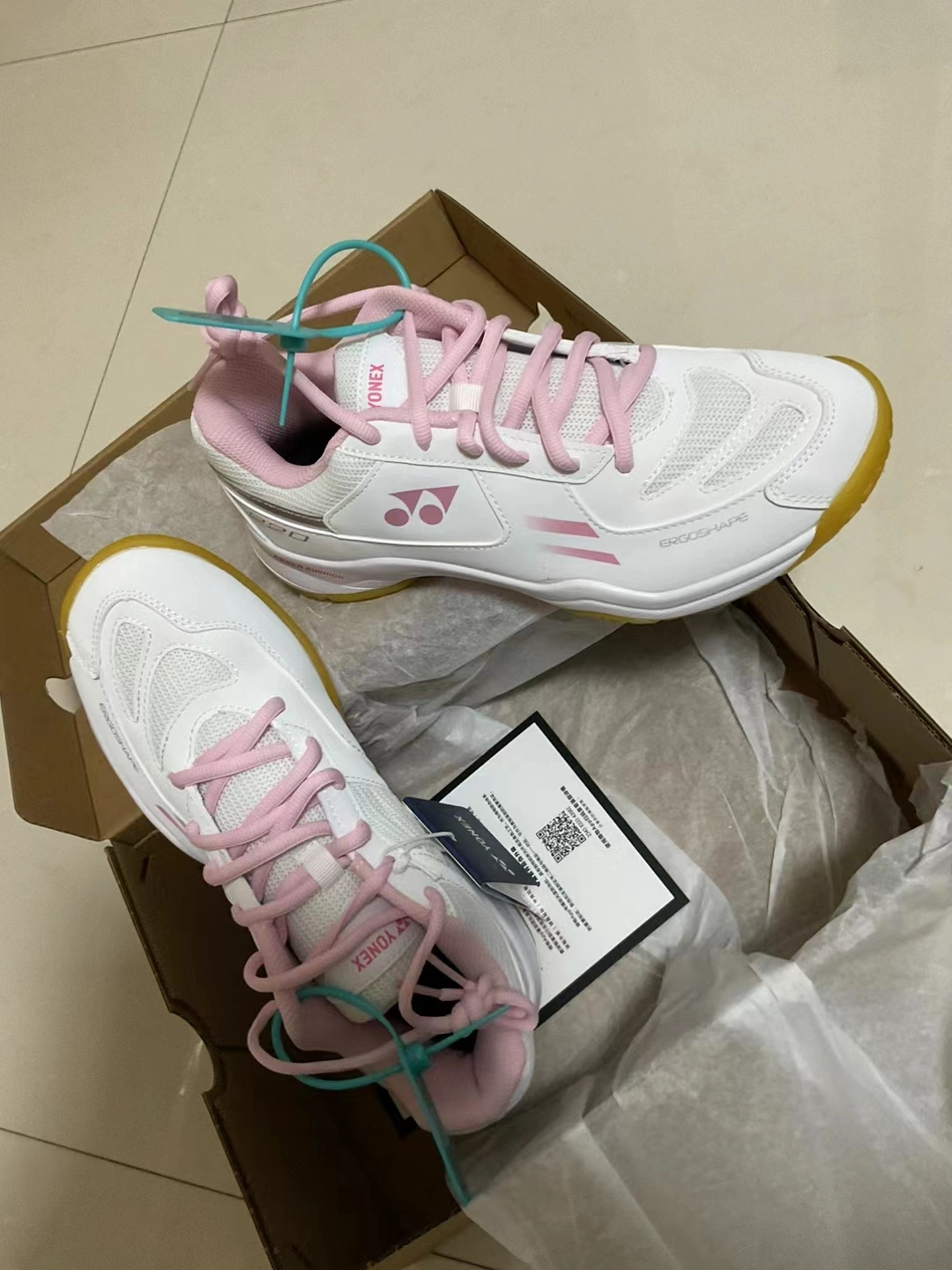 custom review-YONEX Амортизирующая стелька устойчивая к истиранию дышащая низкий верх обувь для бадминтона унисекс белый розовый