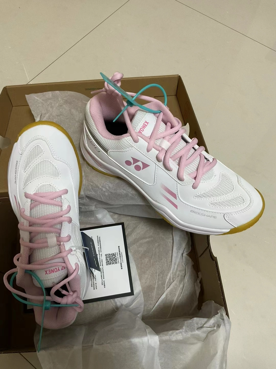 custom review-YONEX Амортизирующая стелька устойчивая к истиранию дышащая низкий верх обувь для бадминтона унисекс белый розовый