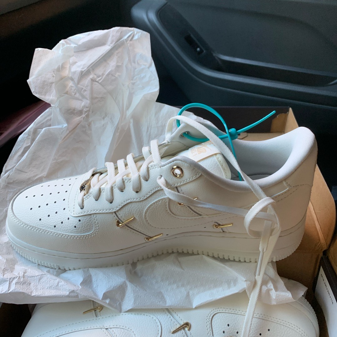 custom review-Nike Air Force 1 Low 'White Mini Gold Swooshes' Women's
