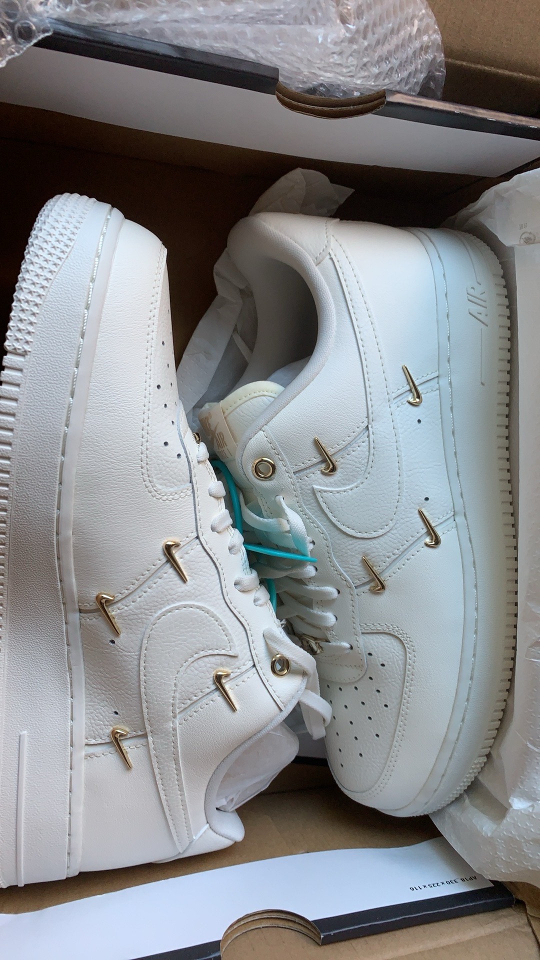 custom review-Nike Air Force 1 Low 'White Mini Gold Swooshes' Women's