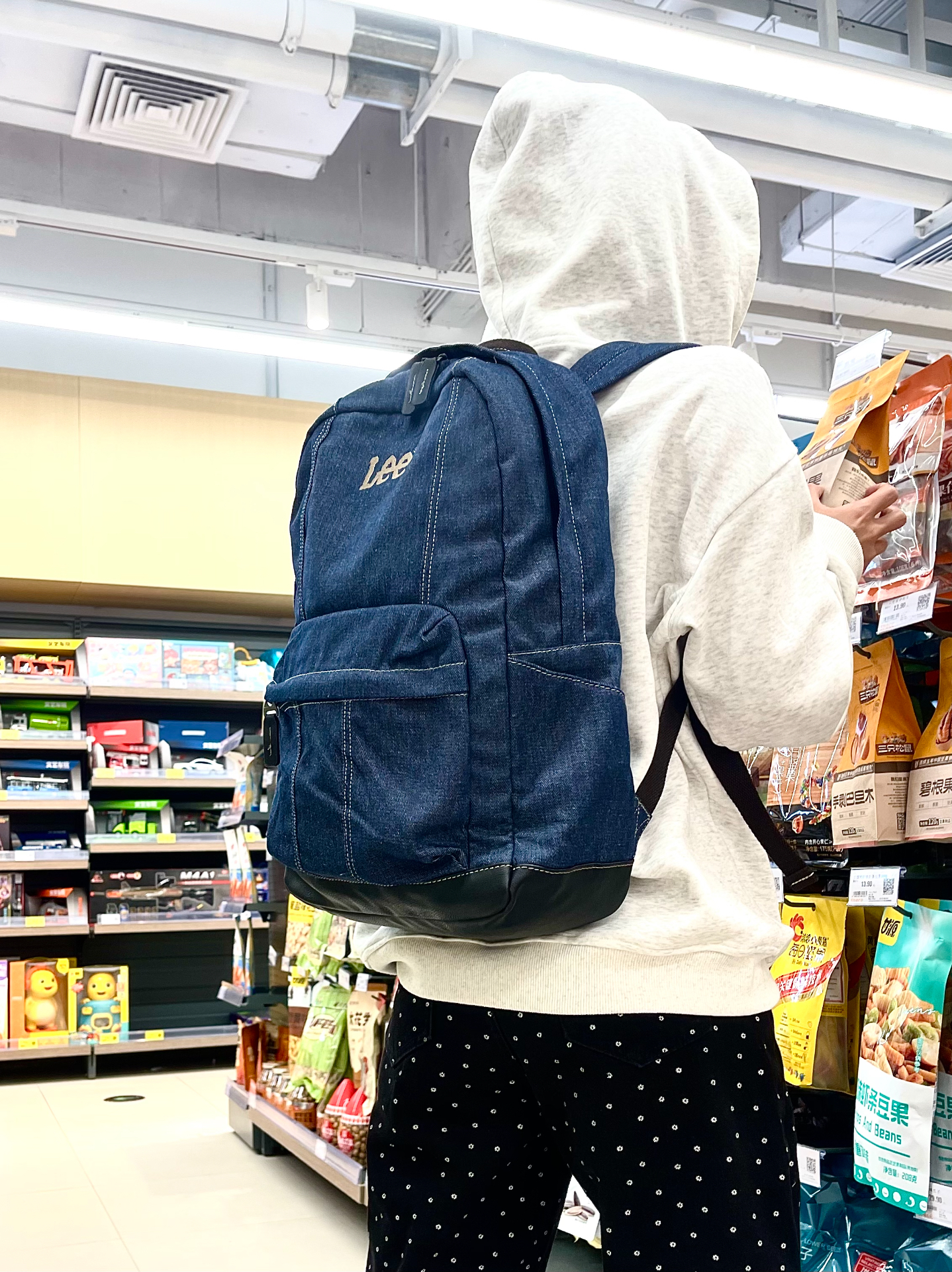 lee 经典牛仔系列 日常百搭通勤时尚大容量 牛津纺 电脑包书包背包