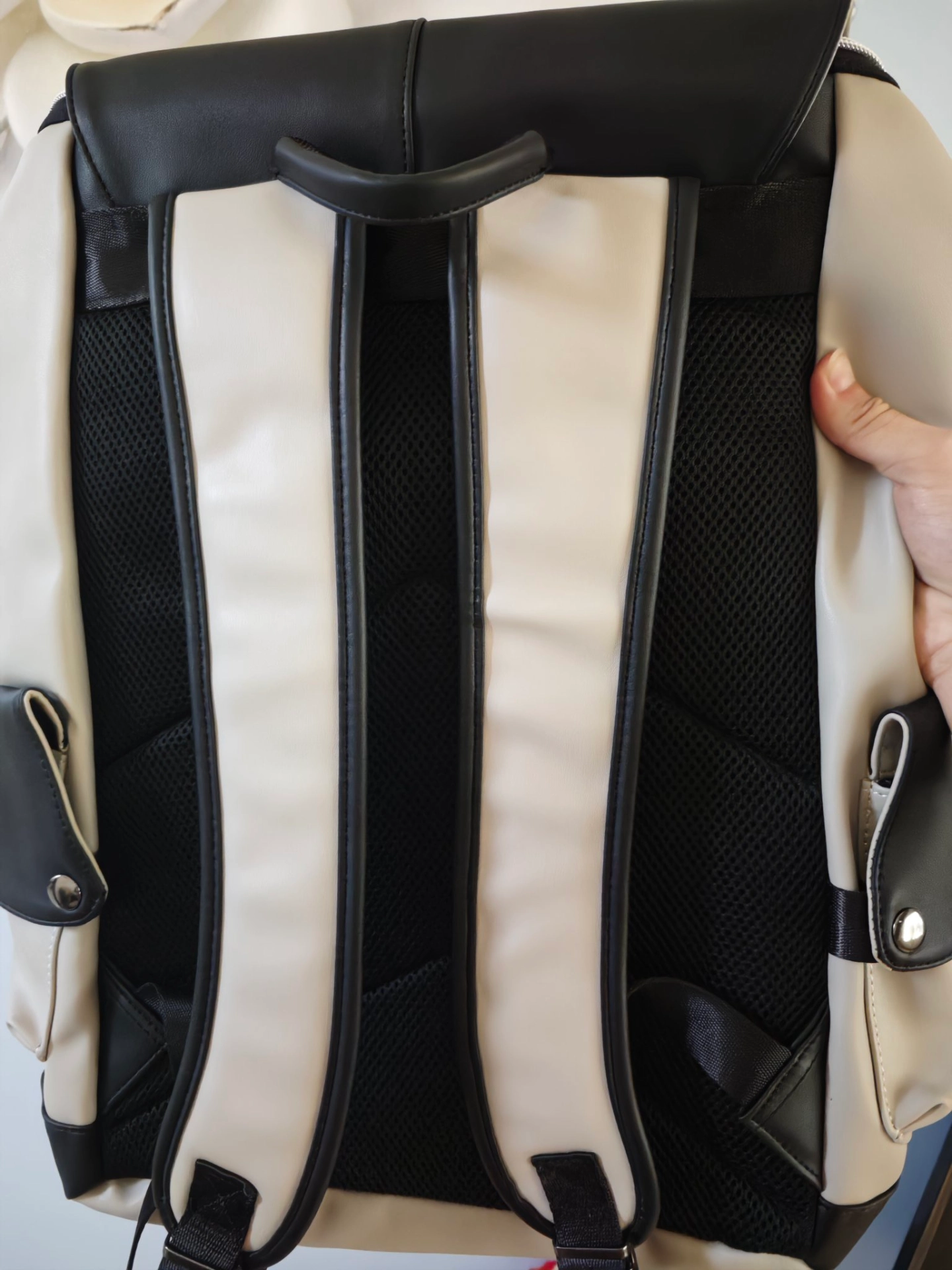 custom review-MOYYI ПВХ Кожа Мужской Рюкзак Студенческий Рюкзак Большой Унисекс Черный Белый