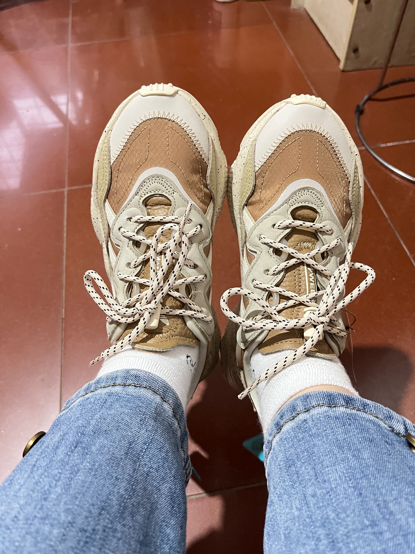 custom review-Adidas Originals Ozweego Низ Прочный Устойчивый к истиранию Низкий Топ Повседневный Унисекс Коричневый