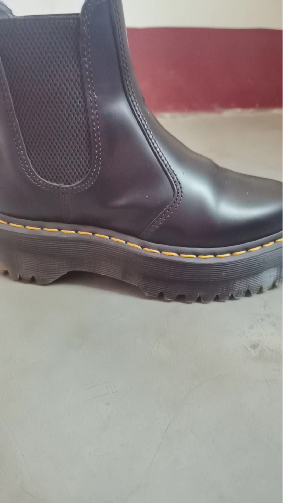 custom review-Dr.Martens Quad Кожа Платформа Челси Кожа Короткий Мартин Ботинок Унисекс Черный