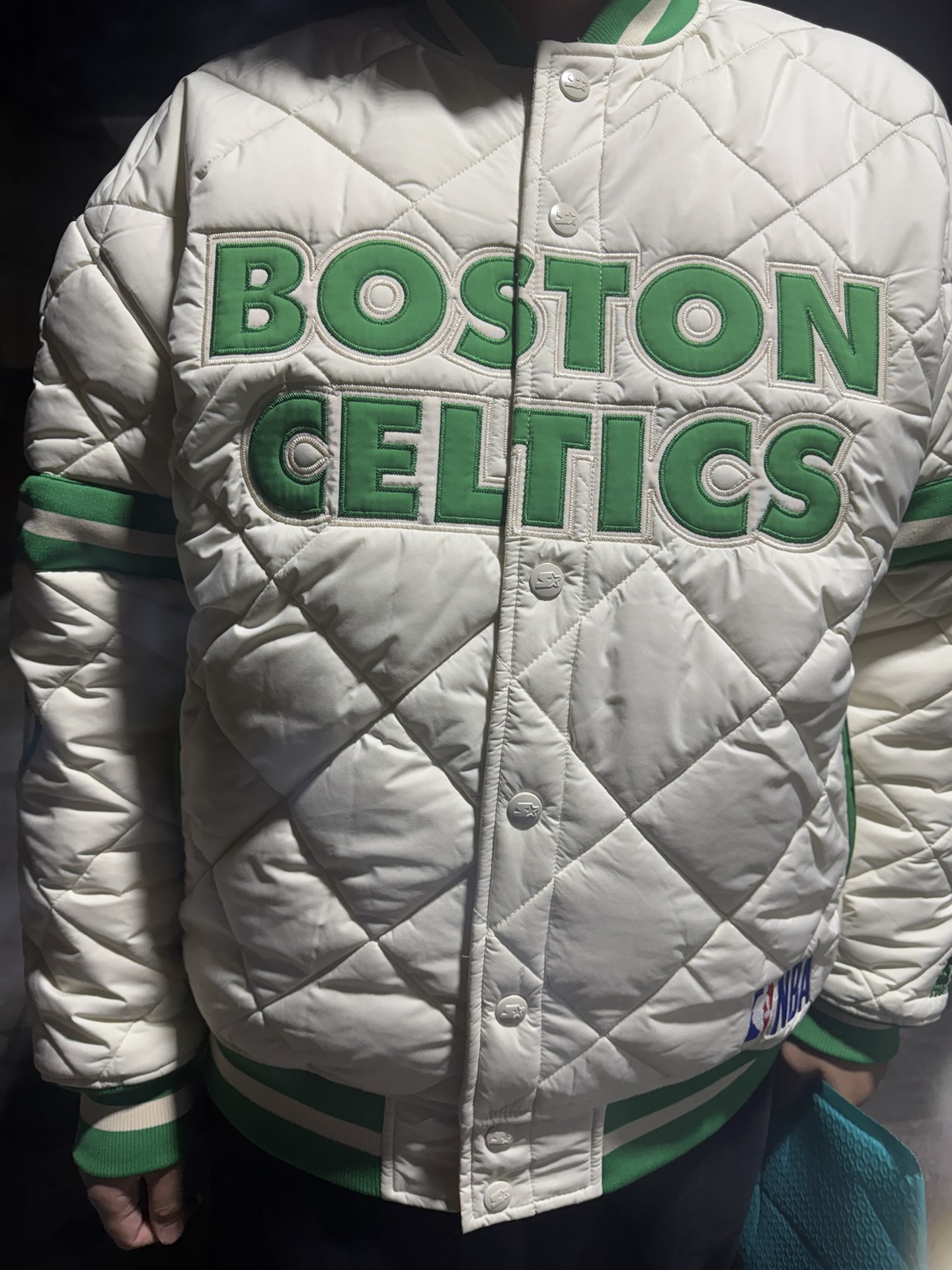 custom review-STARTER x NBA Хлопковый пуховик Унисекс Белый Зеленый