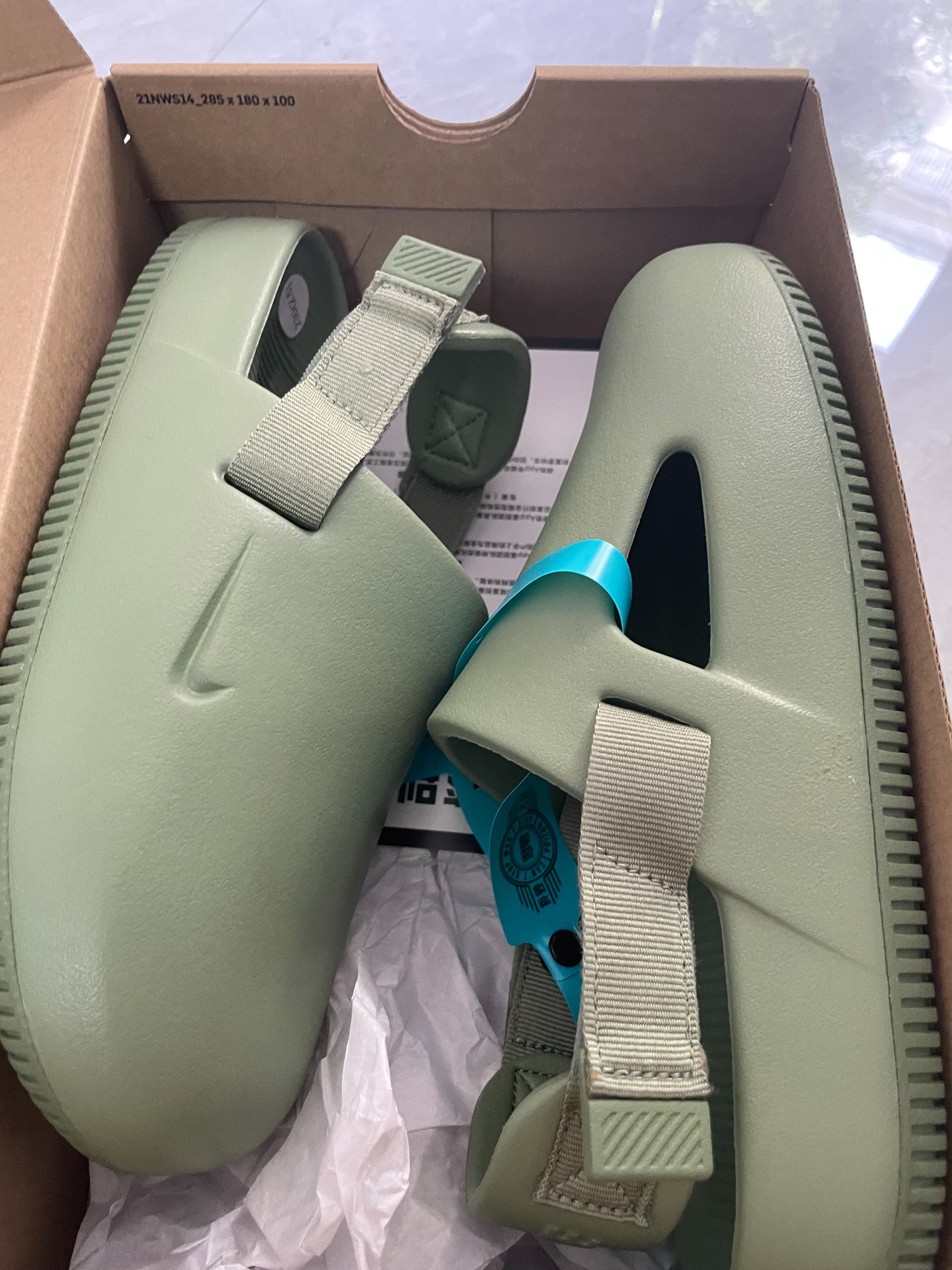 custom review-Nike Calm Mule Резиновая подошва Противоскользящие домашние тапочки Женские Масляно-зеленый