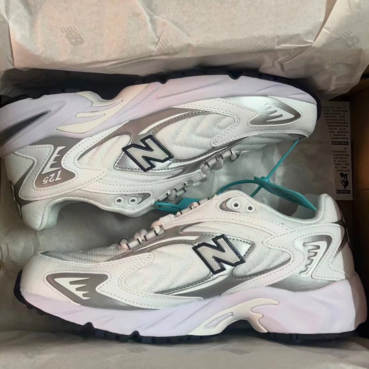 custom review-New Balance NB 725 Low Топ Повседневные Беговые Кроссовки Унисекс Серебристо-Белые