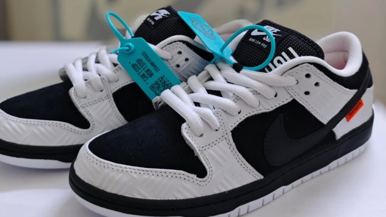 custom review-TIGHTBOOTH x Nike Dunk SB Low Амортизация Износостойкий Низкий Топ Скейтборд Кроссовки Унисекс Черный Белый