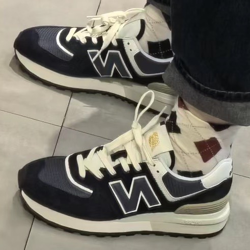 custom review-New Balance NB 574 Амортизация Устойчивость к истиранию Дышащие Низкие Кроссовки для бега Унисекс Синий Белый