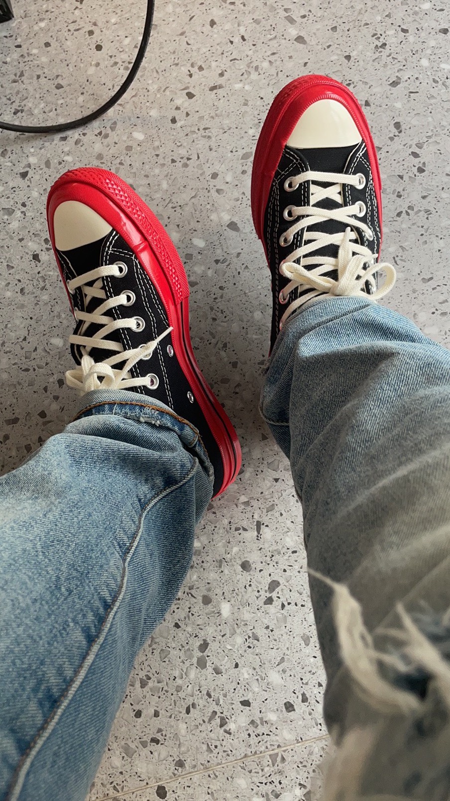 custom review-CDG x Converse Chuck Taylor All Star Chuck Taylor All Star O Low Топ Кеды Унисекс Черный Красный