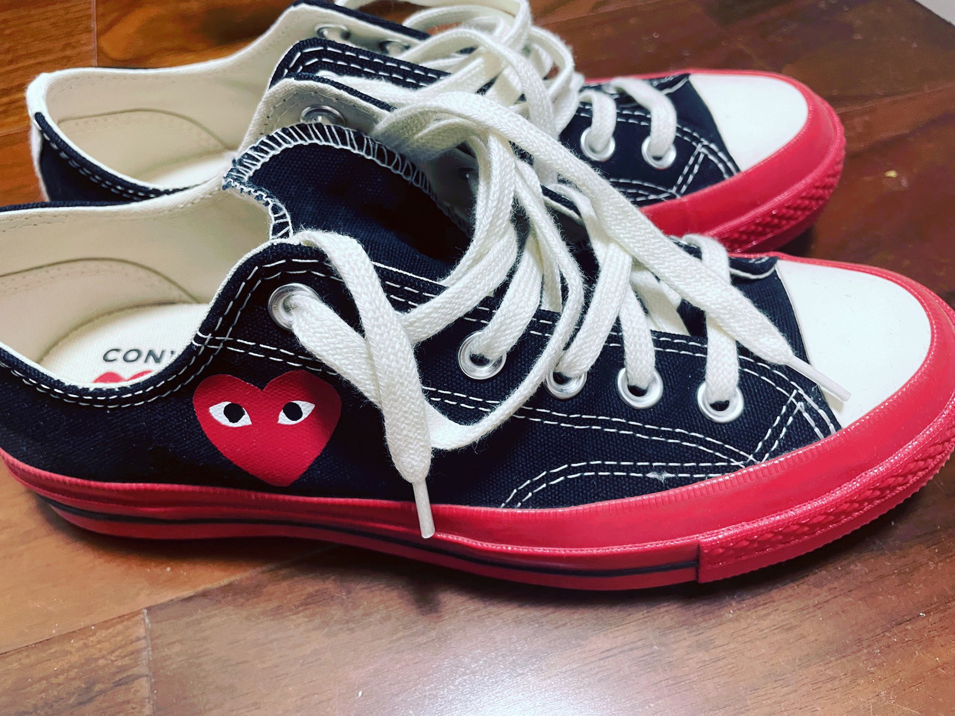 custom review-CDG x Converse Chuck Taylor All Star Chuck Taylor All Star O Low Топ Кеды Унисекс Черный Красный