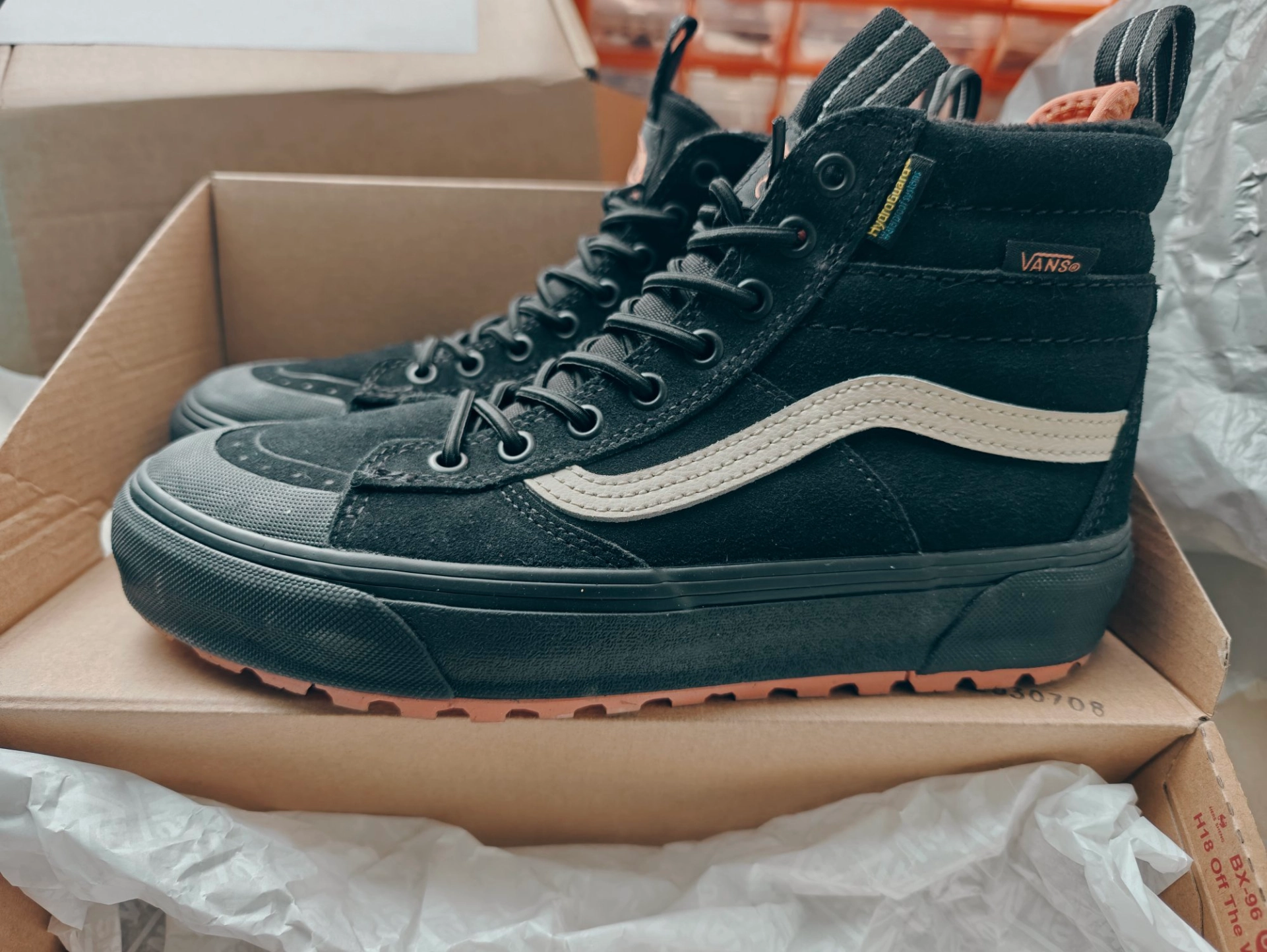 custom review-Vans MTE Sk8 HI Водонепроницаемый Устойчивый к истиранию MID Верх Альпинистская Обувь Унисекс Черный